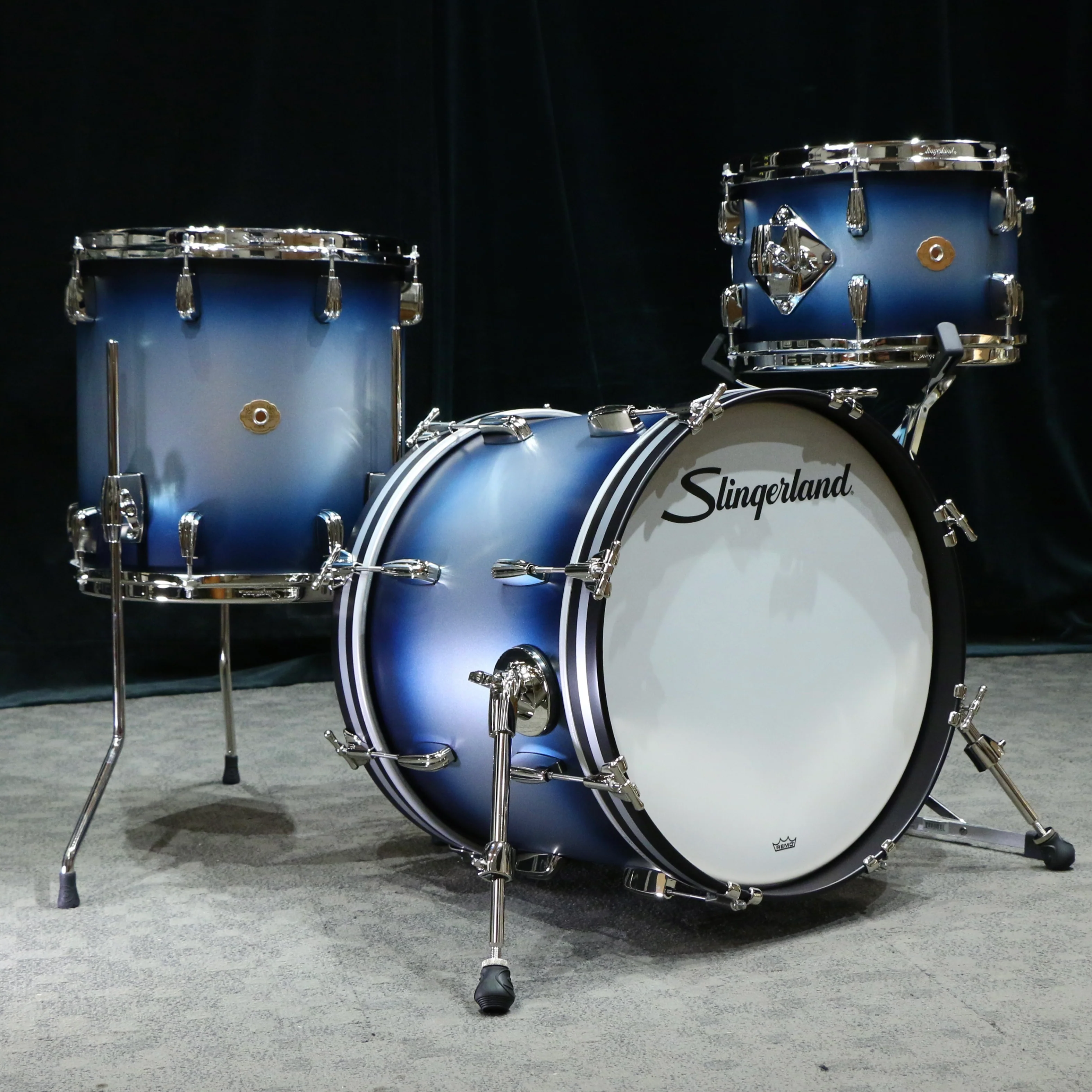 Slingerland Radio King Drum Kit 18-12-14in - Blue & Silver Lacquer