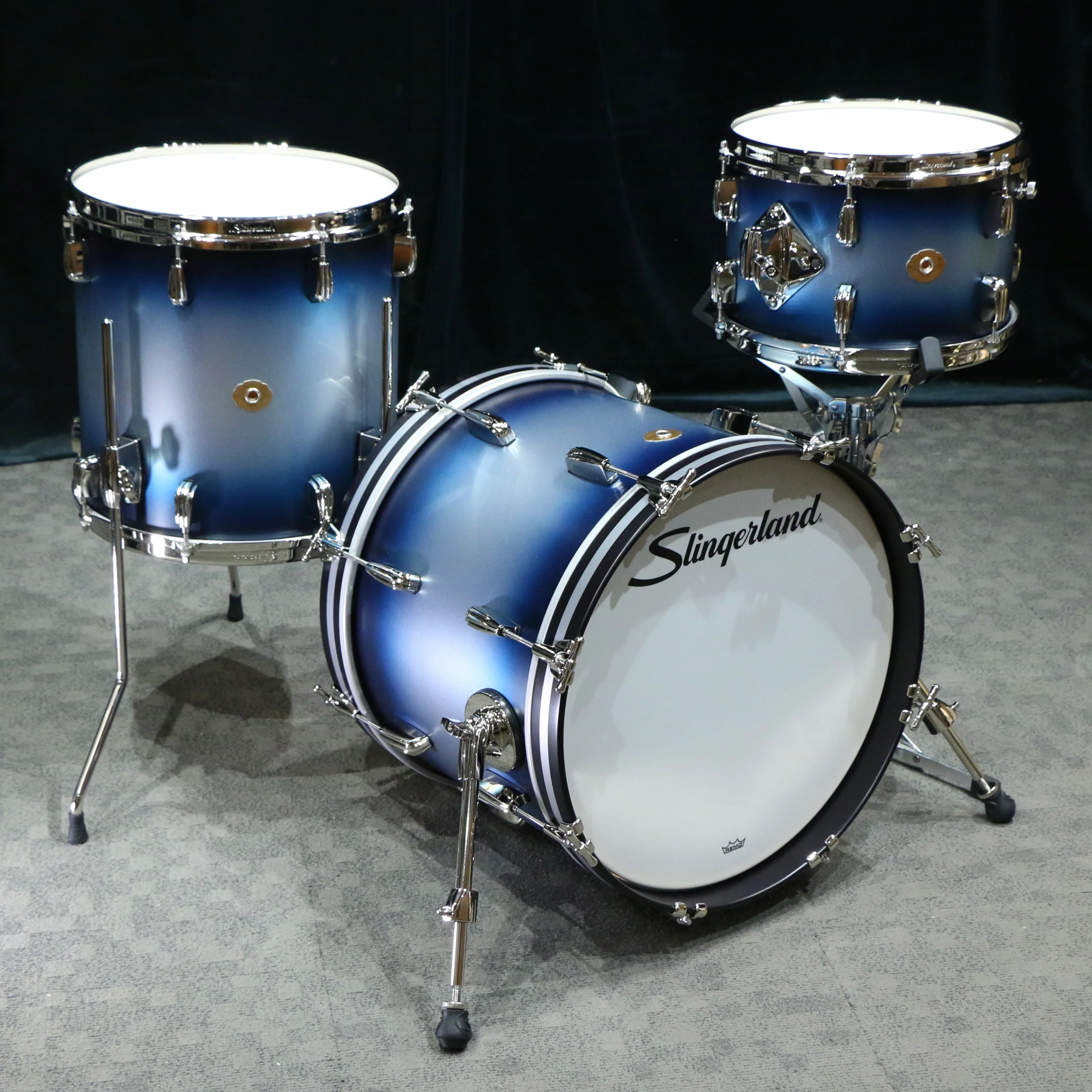 Slingerland Radio King Drum Kit 18-12-14in - Blue & Silver Lacquer - Image 2
