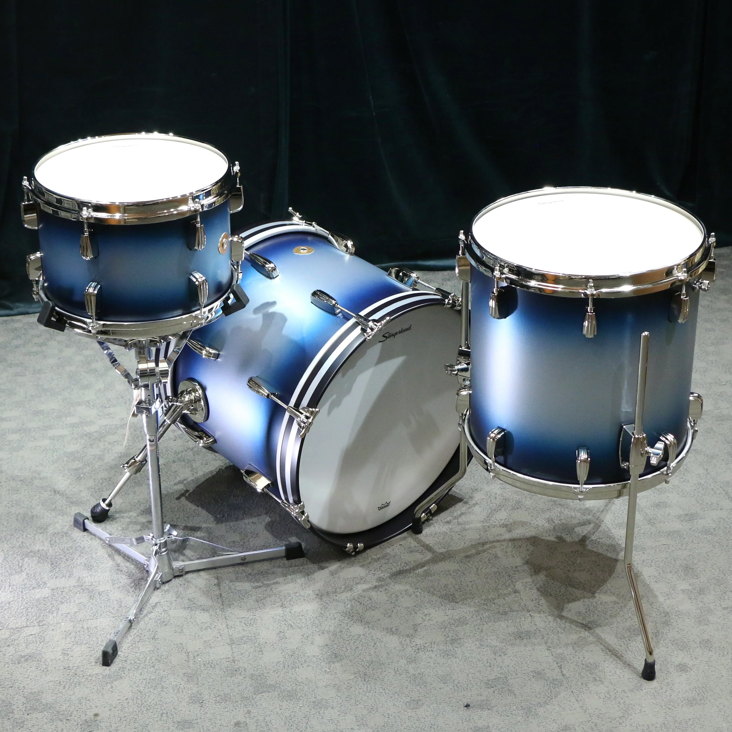 Slingerland Radio King Drum Kit 18-12-14in - Blue & Silver Lacquer - Image 3