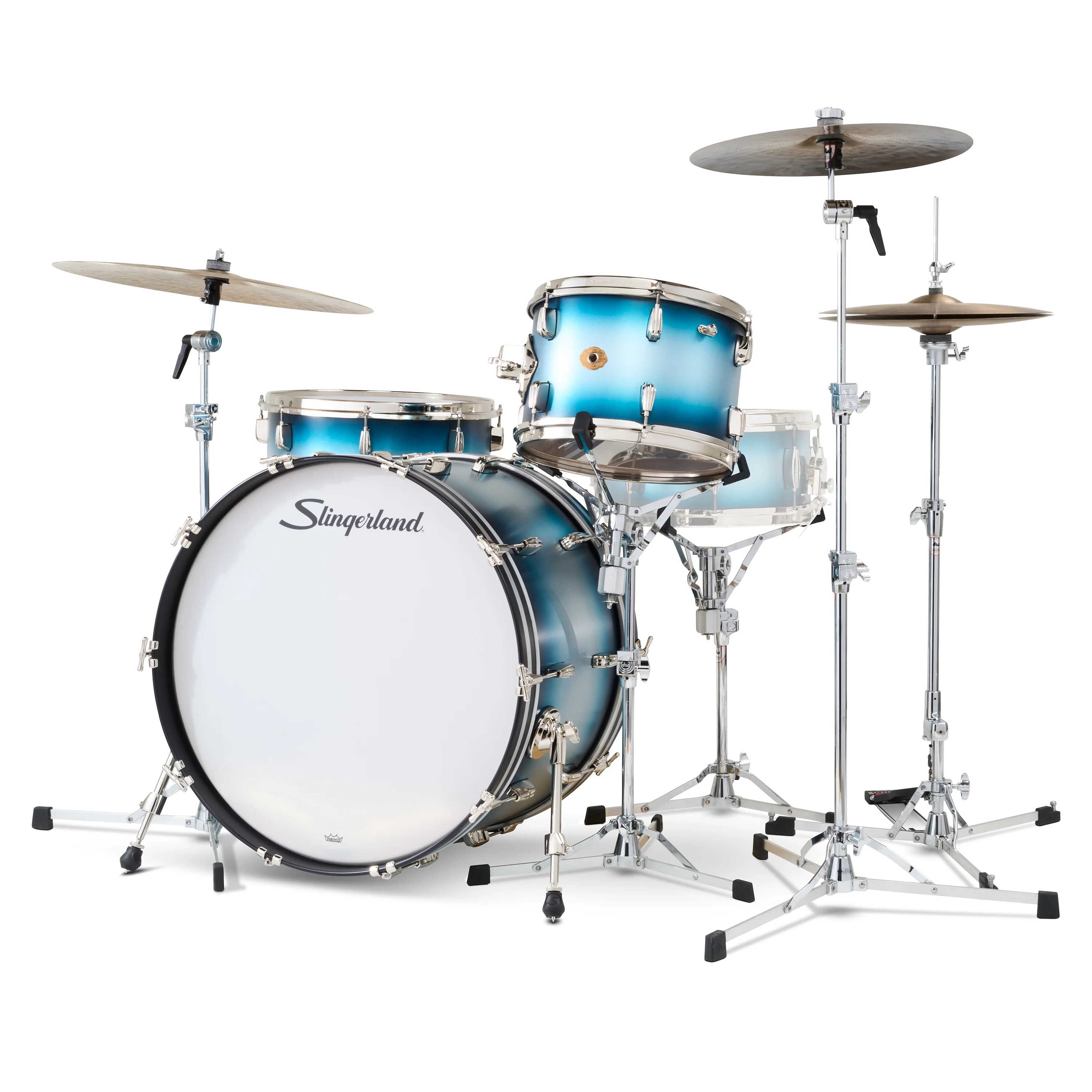 Slingerland Radio King Outfit Drum Kit 24-13-16in - Blue & Silver Lacquer - Image 2