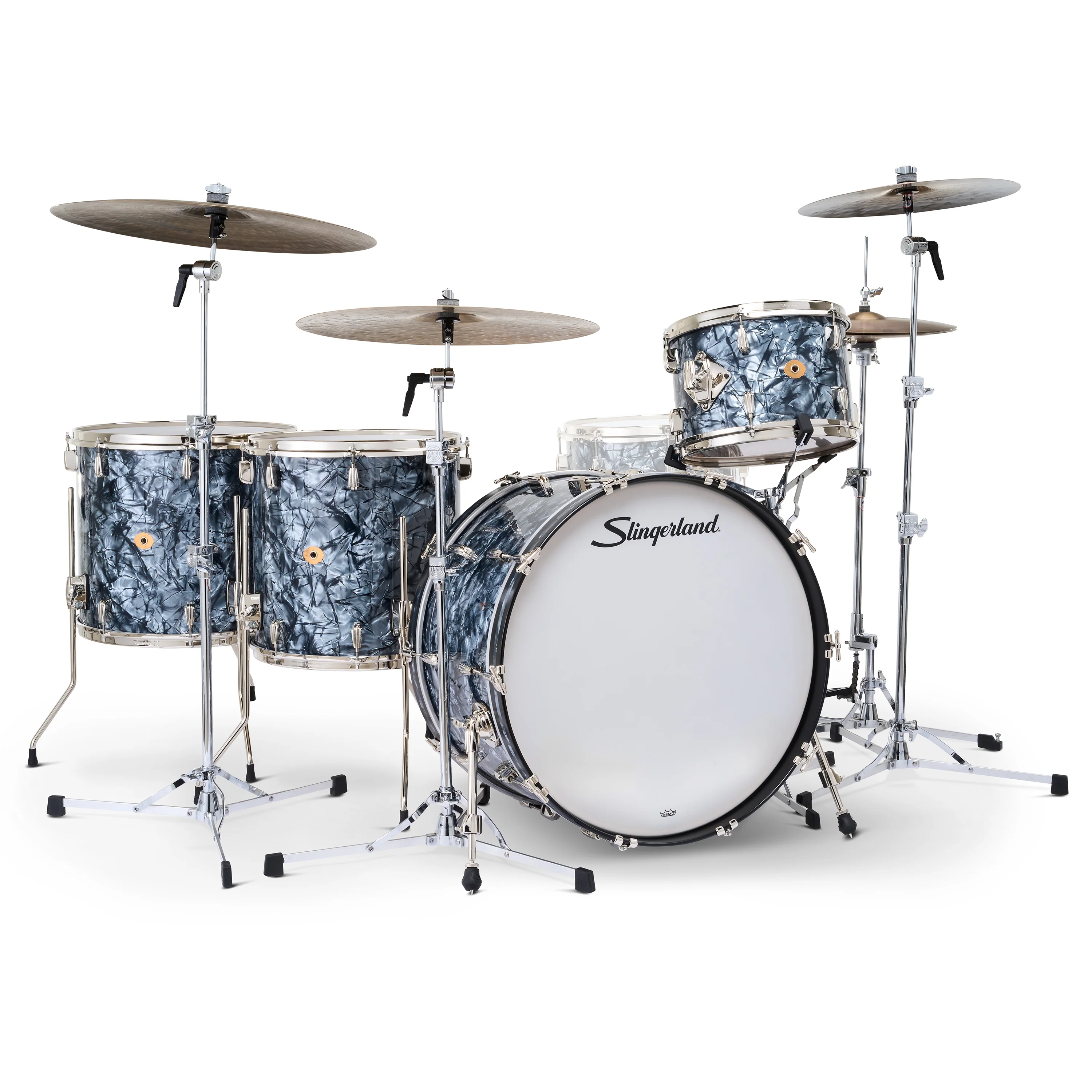 Slingerland Radio King 9x13 16x16 16x18 14x24 Black Diamond Pearl Drum Kit