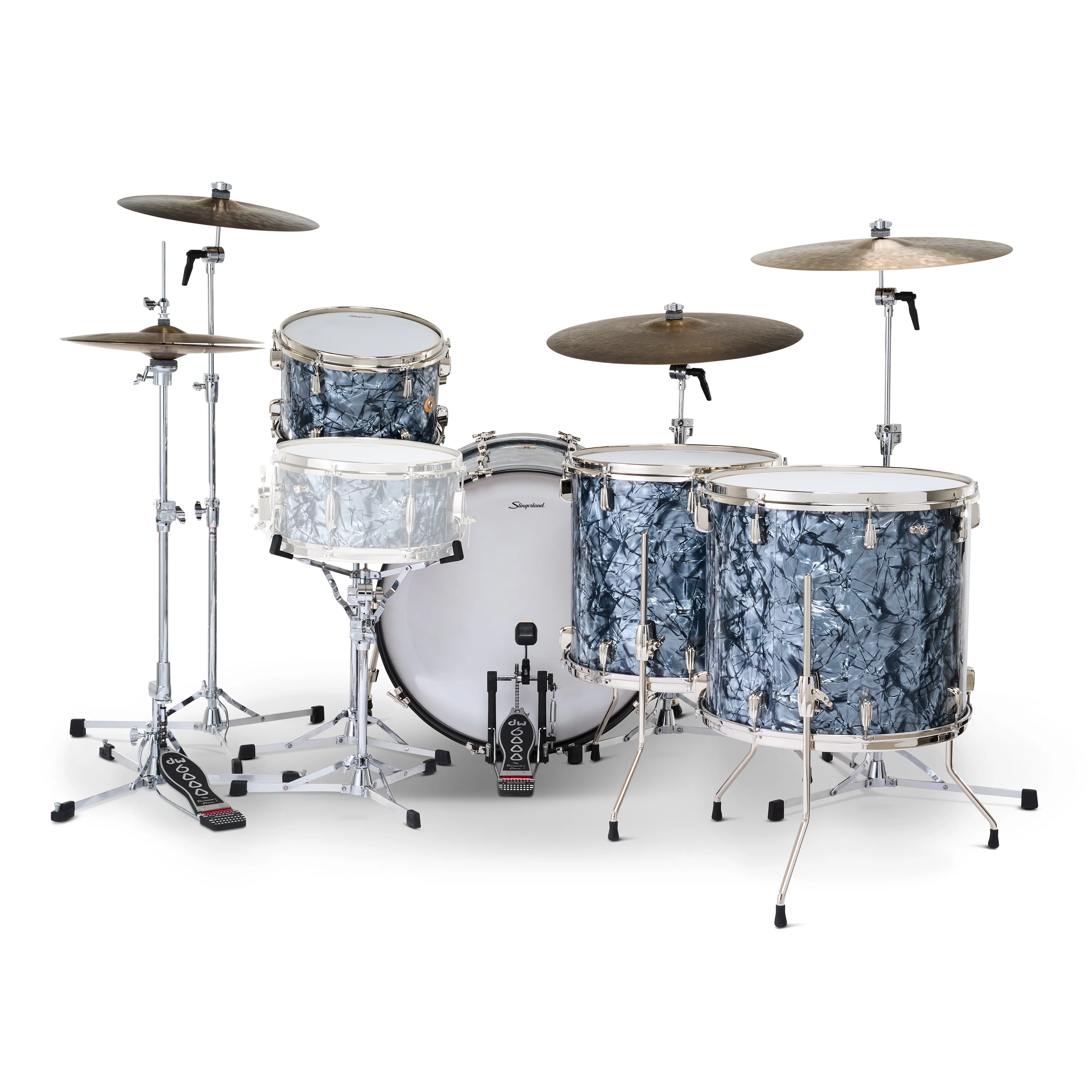 Slingerland Radio King 9x13 16x16 16x18 14x24 Black Diamond Pearl Drum Kit - Image 3