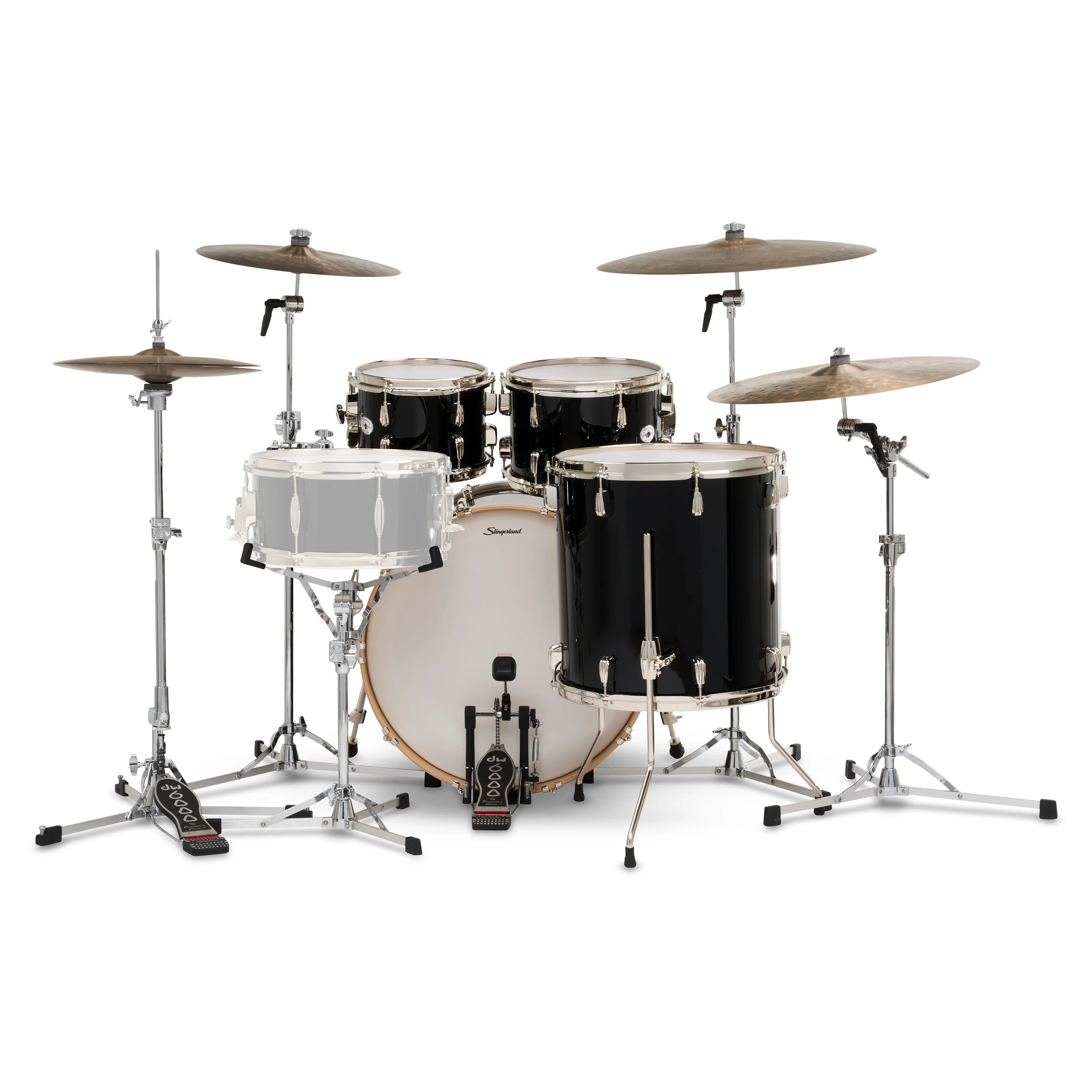 Slingerland Studio King 7x10 8x12 16x16 16x22 Del Norte Black drum kit - Image 3
