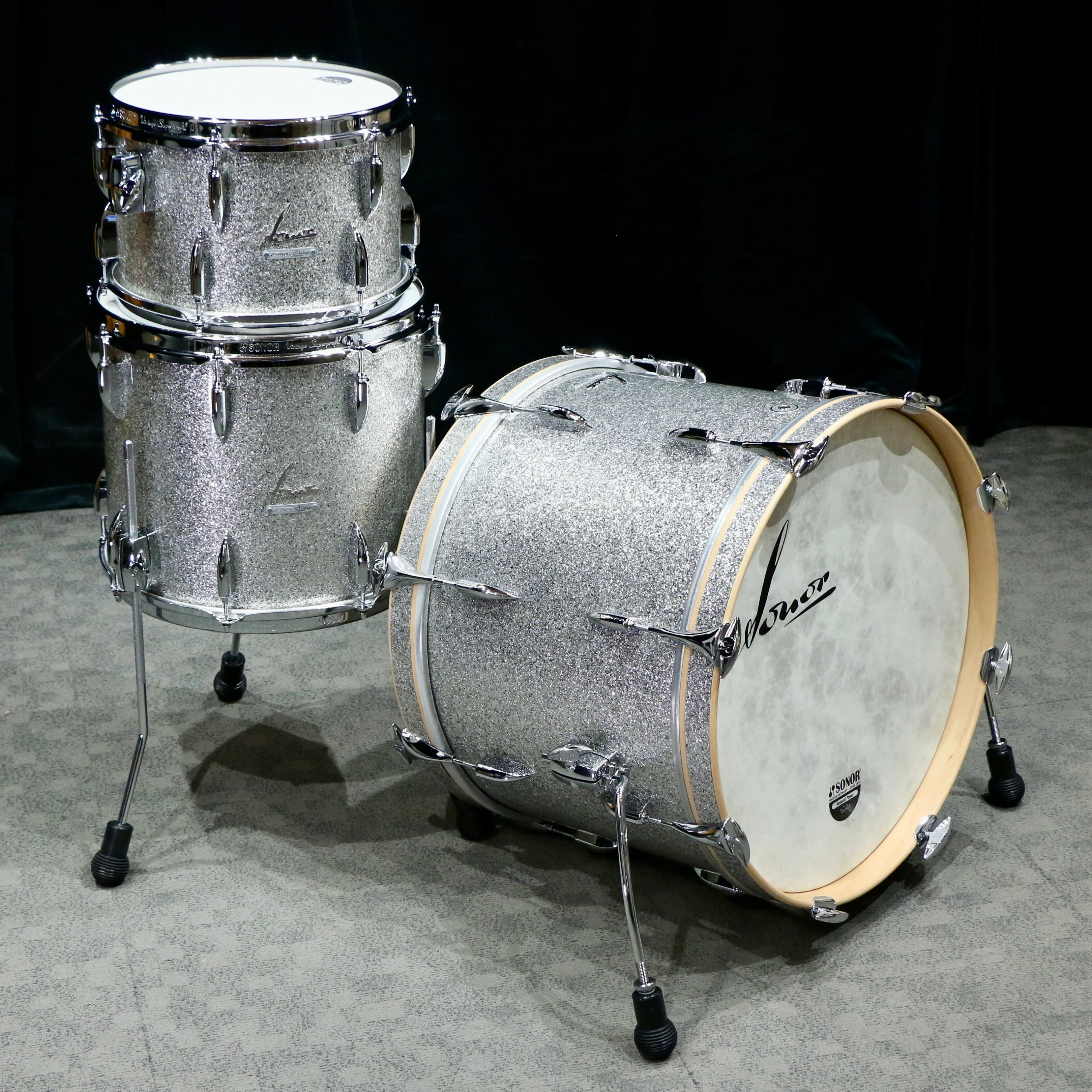 Sonor Vintage Drumkit 20-12-14in - Vintage Silver Glitter - Image 2