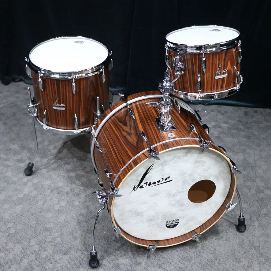 Sonor Vintage Drum Kit 20-12-14in - Rosewood Semi Gloss wood veneer finish - Image 2