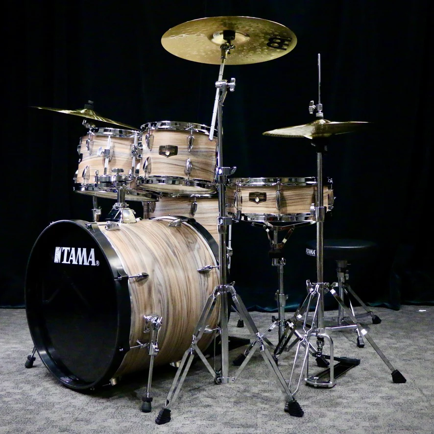 TAMA Imperialstar Drum Kit 20-10-12-14 inch + Snare Drum 14 with hardware and cymbals - Natural Zebrawood Wrap