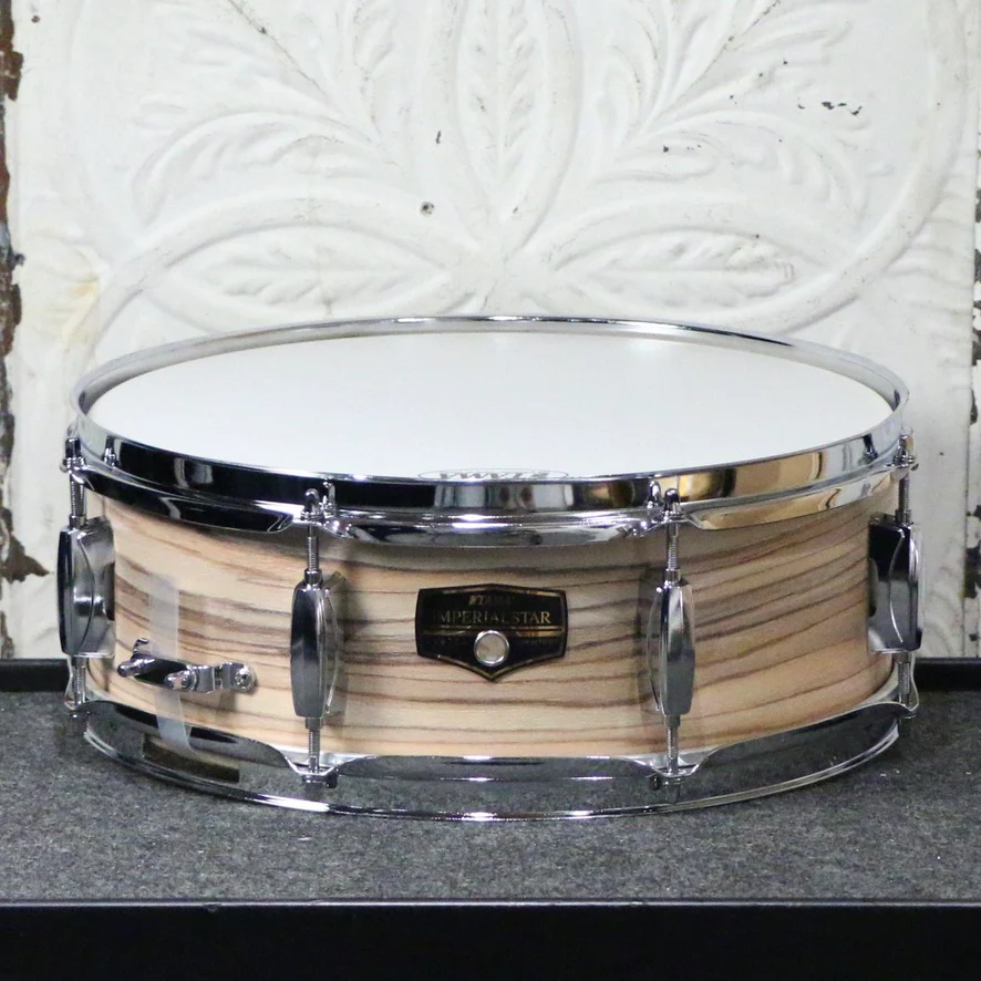 TAMA Imperialstar Drum Kit 20-10-12-14 inch + Snare Drum 14 with hardware and cymbals - Natural Zebrawood Wrap - Image 3