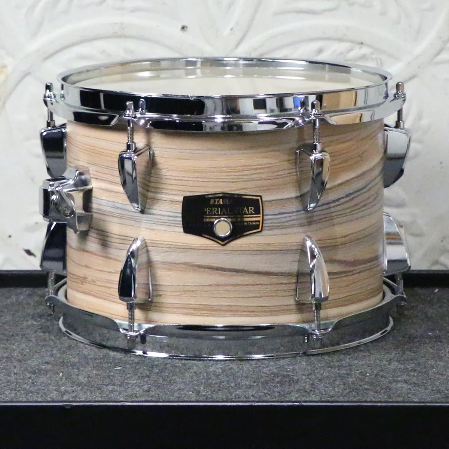 TAMA Imperialstar Drum Kit 20-10-12-14 inch + Snare Drum 14 with hardware and cymbals - Natural Zebrawood Wrap - Image 7