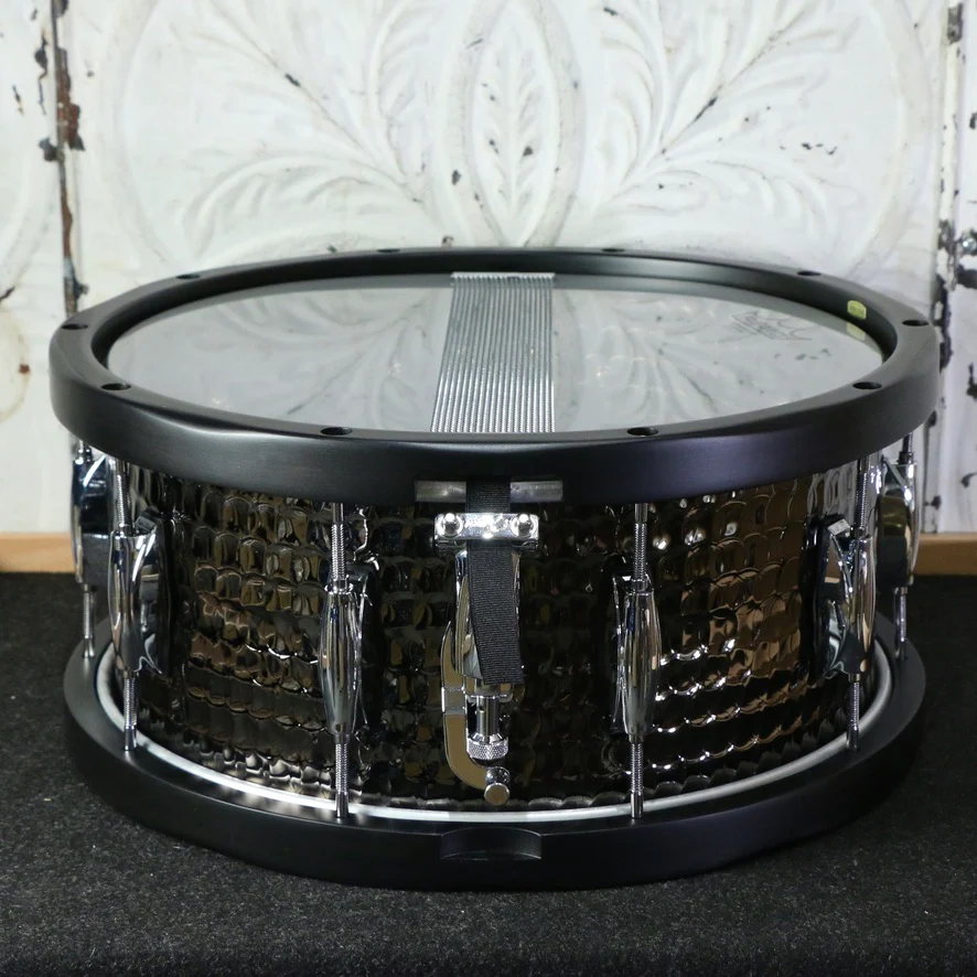 Gretsch Full Range Hammered Black Steel Snare Drum 14X6.5in - Wood Hoops - Image 2