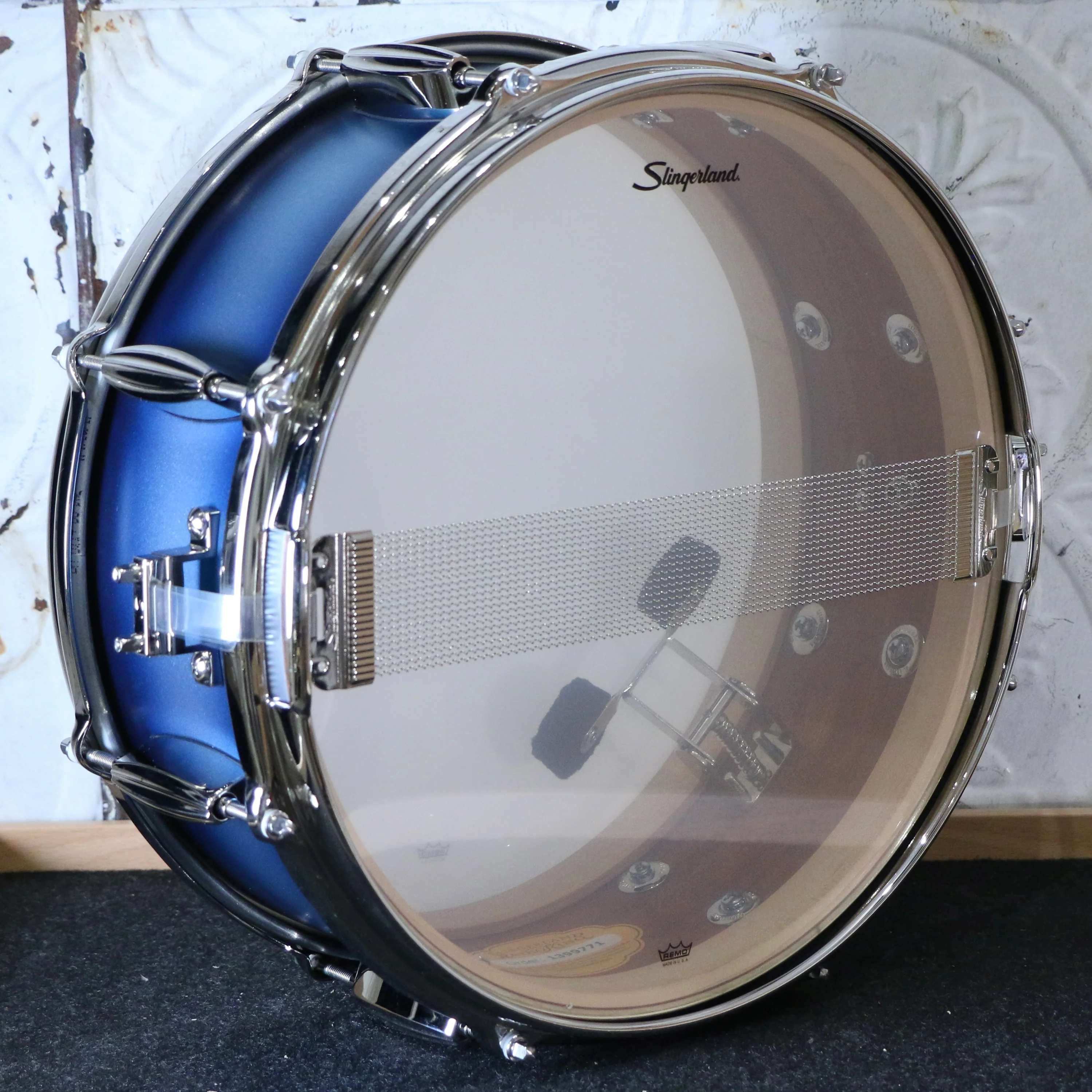 Slingerland Radio King Artist Snare Drum 14X5.5in - Blue & Silver Lacquer - Image 4