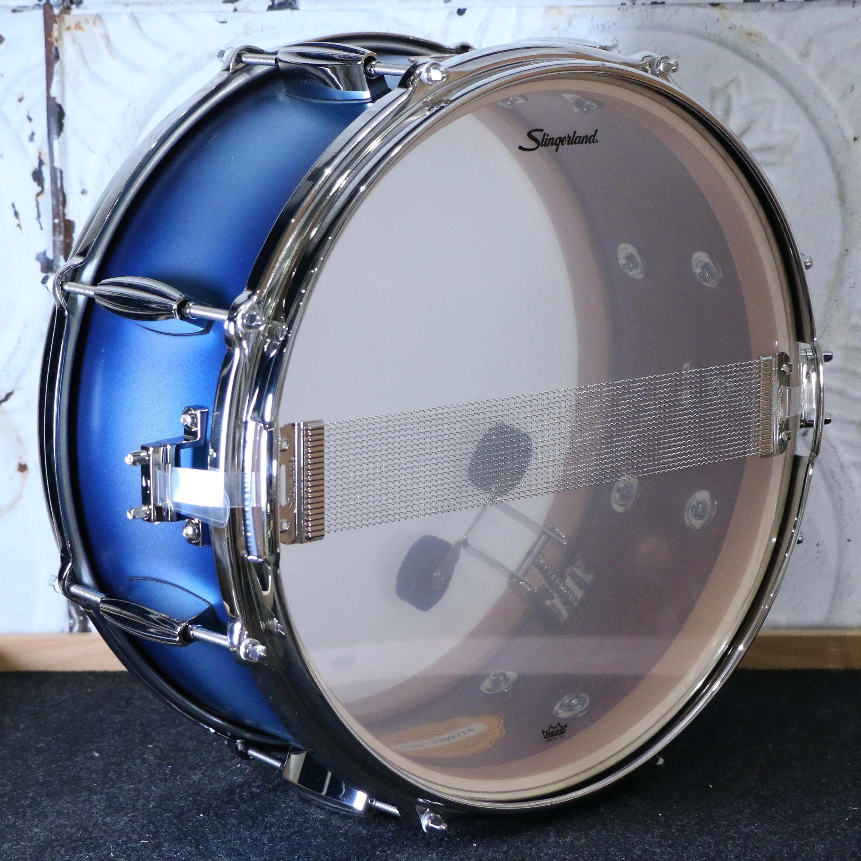Slingerland Radio King Artist Snare Drum 14X6.5in - Blue & Silver Lacquer - Image 4
