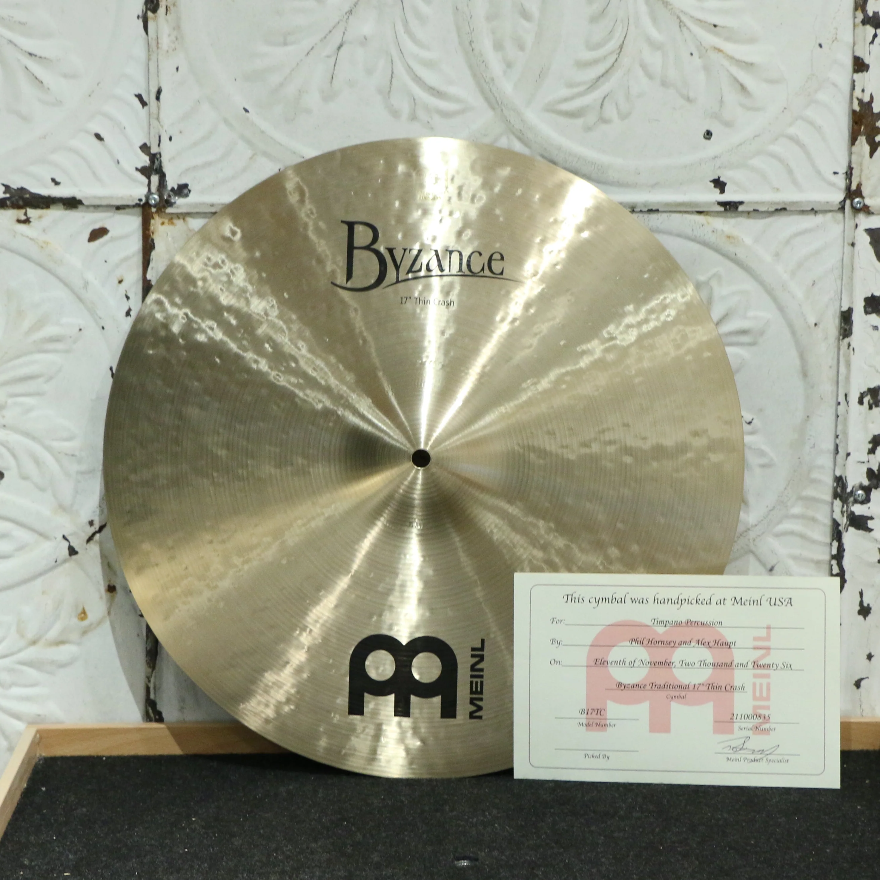 Meinl Byzance Traditional Thin Crash Cymbal 17in - HANDPICKED (1179g)