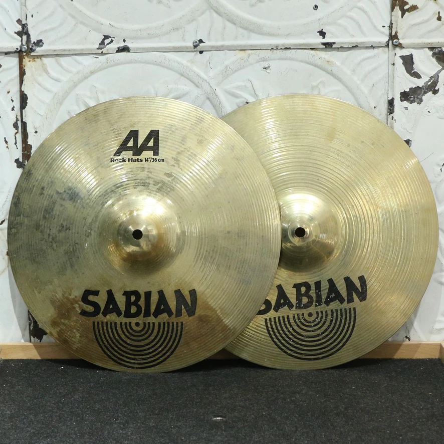 Used Sabian AA Rock Brilliant Hi-Hat Cymbals 14in (1230/1486g)