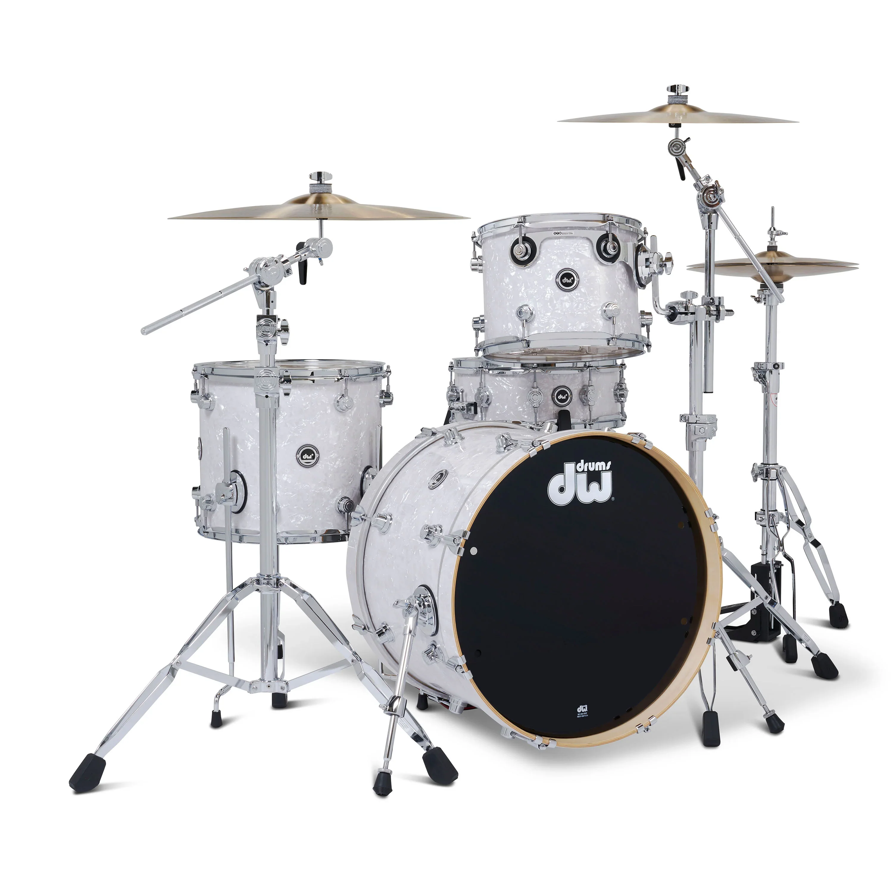 DWe 4-piece with DWe cymbals, Hardware & Soundworks - White Marine Pearl - Image 3