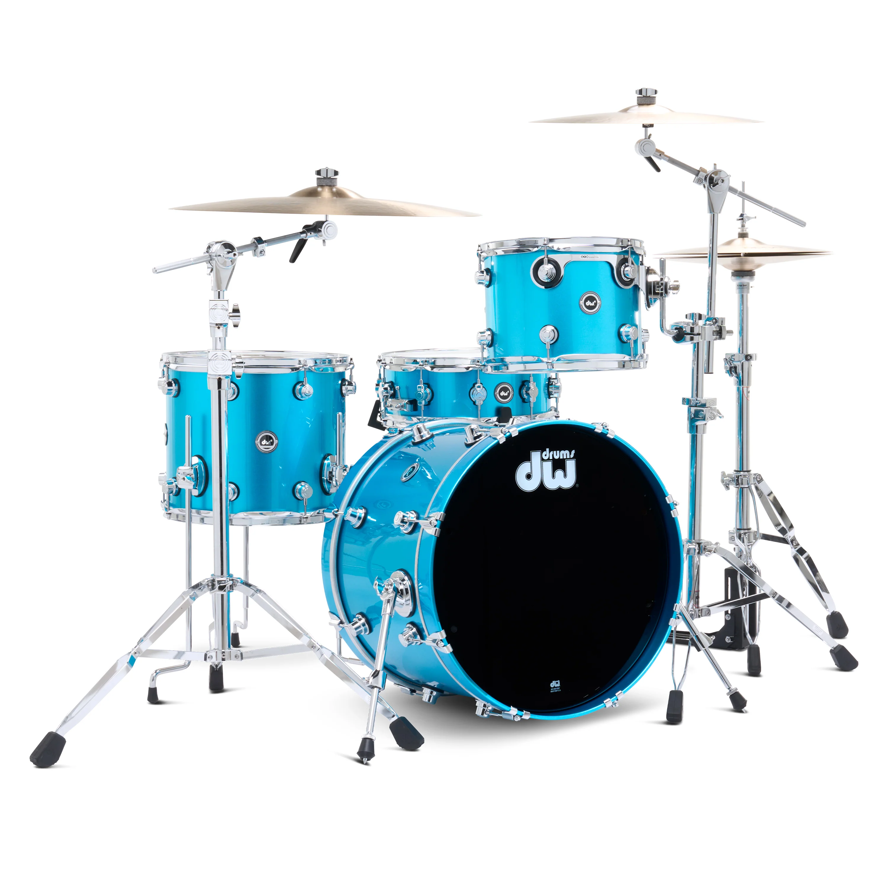 DWe 4-piece Kit Bundle with DWe Cymbals, Hardware & V51 Module - Laser Blue Metallic - Image 4