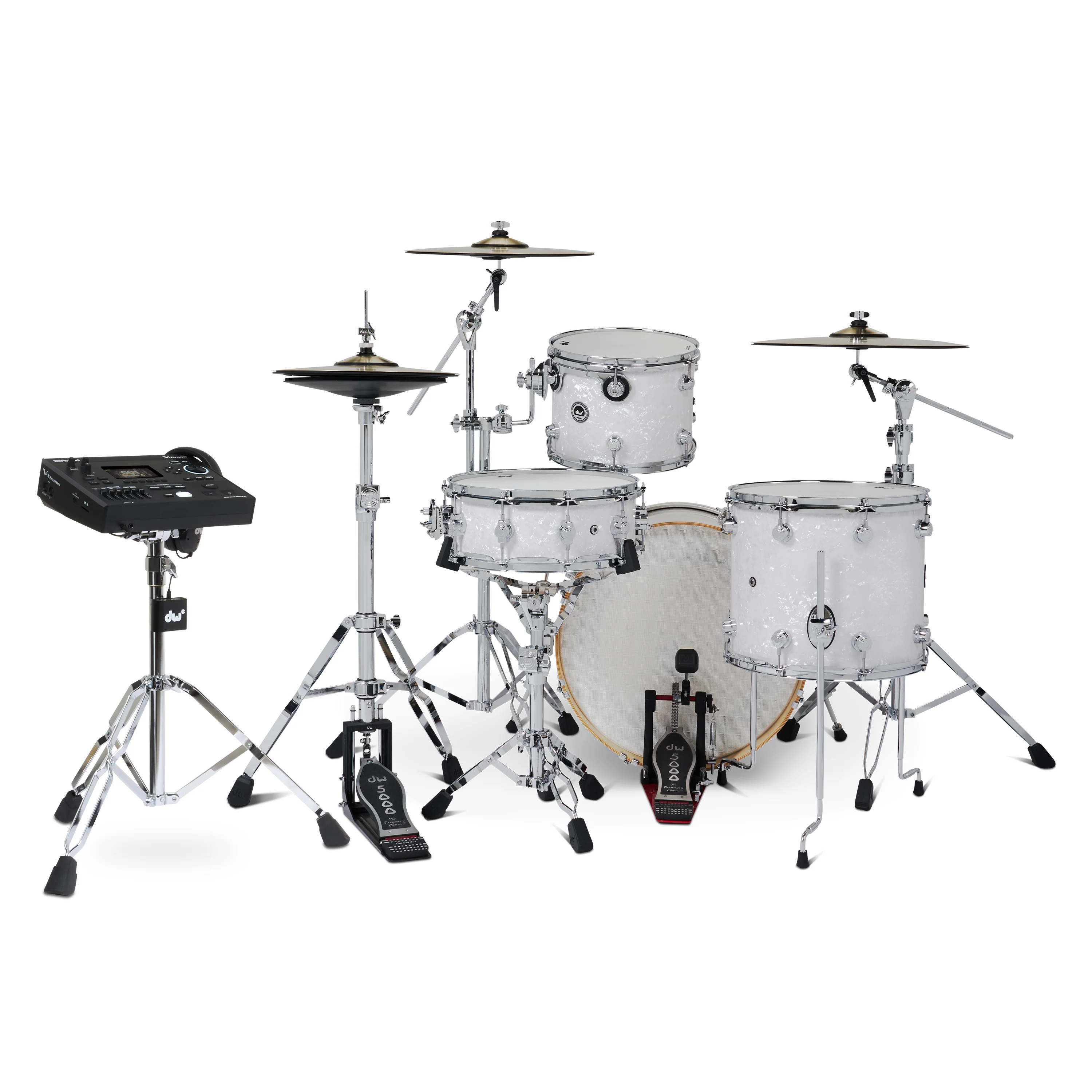 DWe 4-piece Kit Bundle with DWe Cymbals, Hardware & V51 Module - White Marine Pearl - Image 3