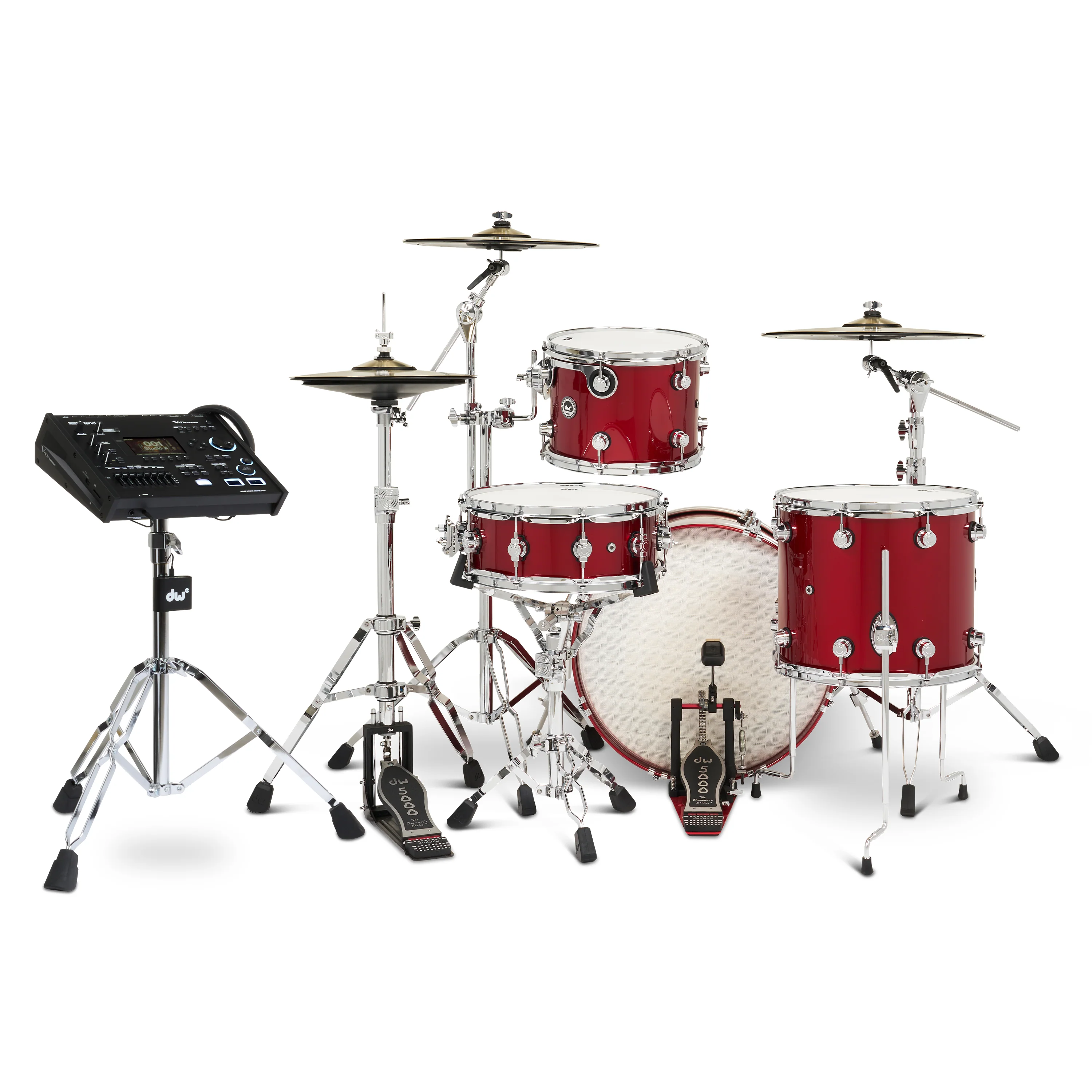 DWe 4-piece Kit Bundle with DWe Cymbals, Hardware & V71 Module - Black Cherry Metallic - Image 3