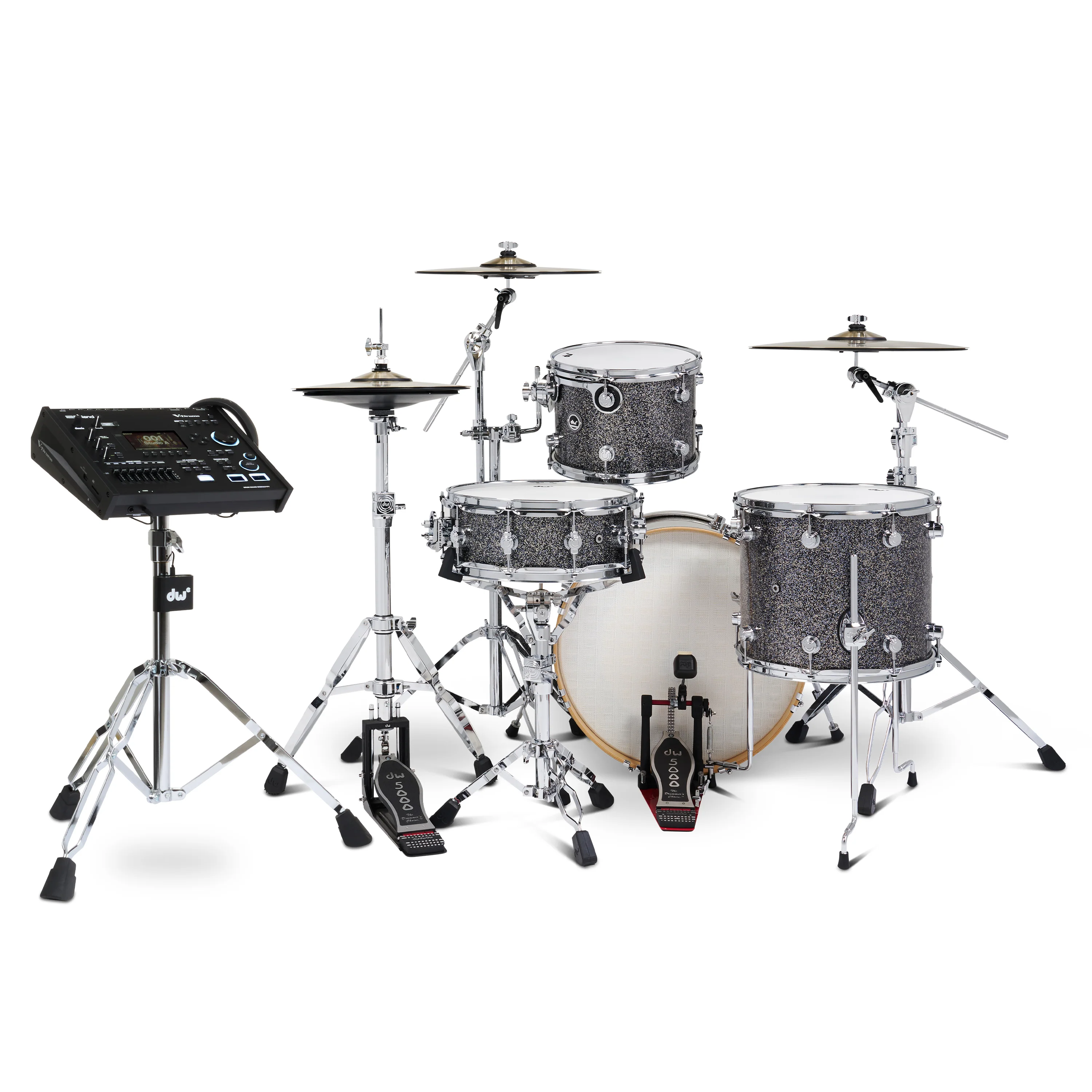 DWe 4-piece Kit Bundle with DWe Cymbals, Hardware & V71 Module - Black Galaxy - Image 3