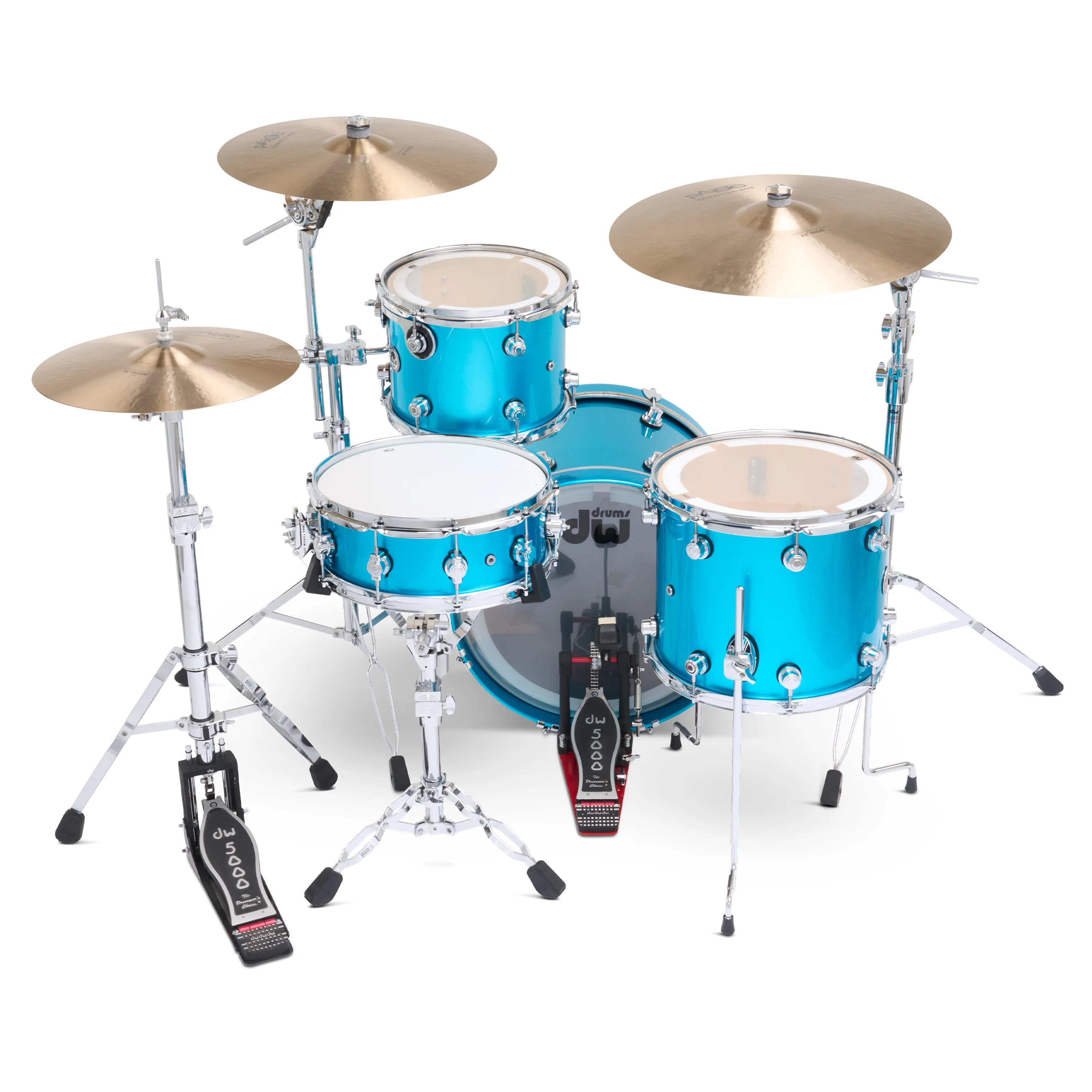 DWe 4-piece Kit Bundle with DWe Cymbals, Hardware & V71 Module - Laser Blue Metallic - Image 5