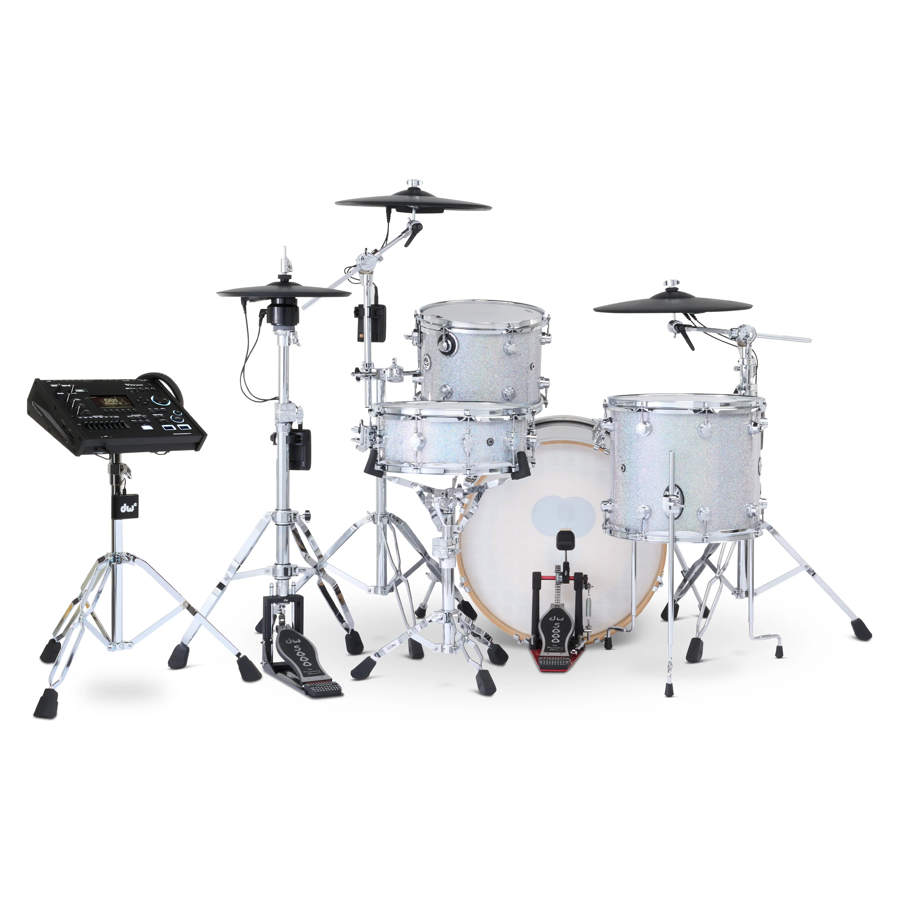 DWe 4-piece Kit Bundle with Roland Cymbals, Hardware & V71 Module - Diamond Nebula - Image 3
