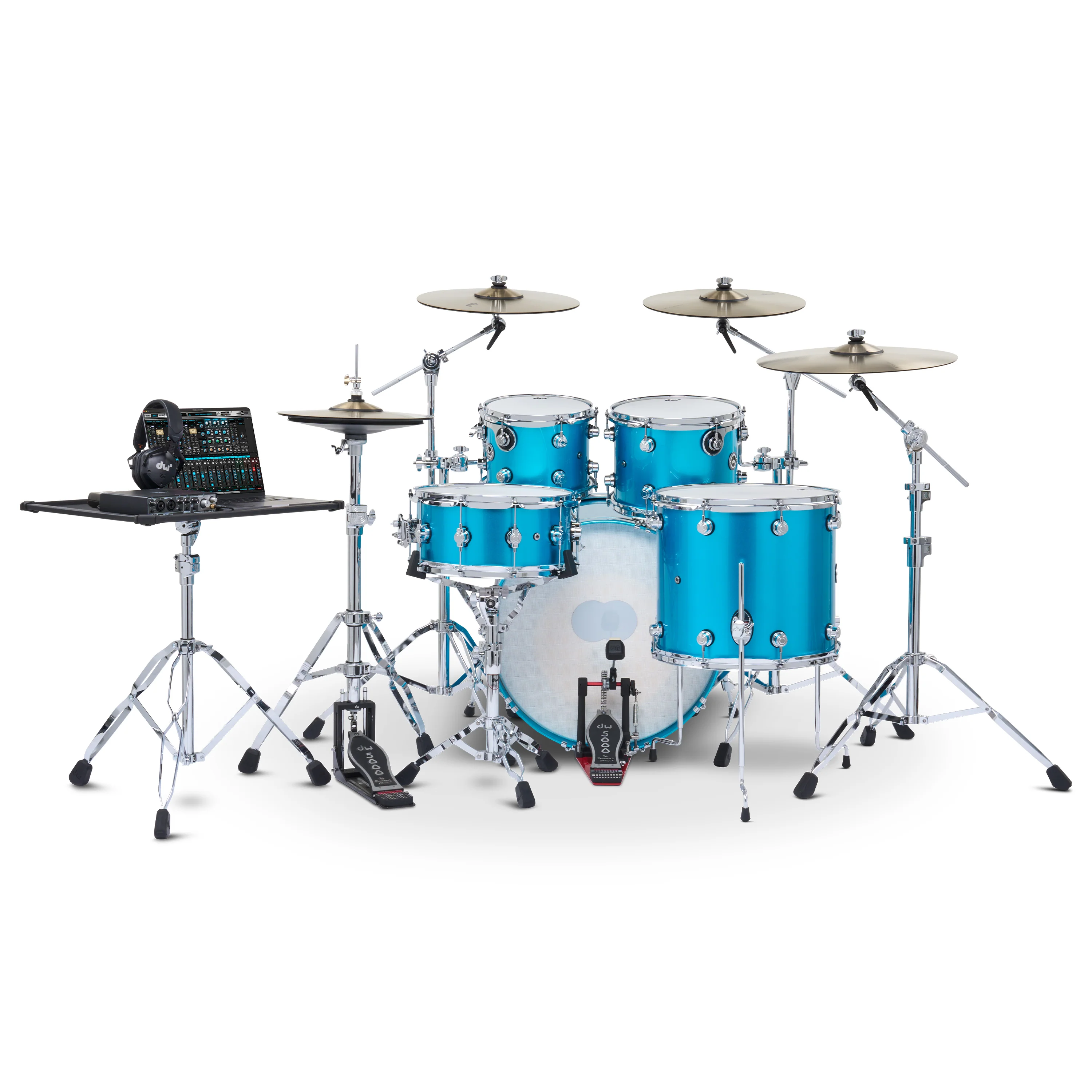 DWe 5-piece kit Bundle with DWe Cymbals, Hardware & Soundworks - Laser Blue Metallic - Image 3