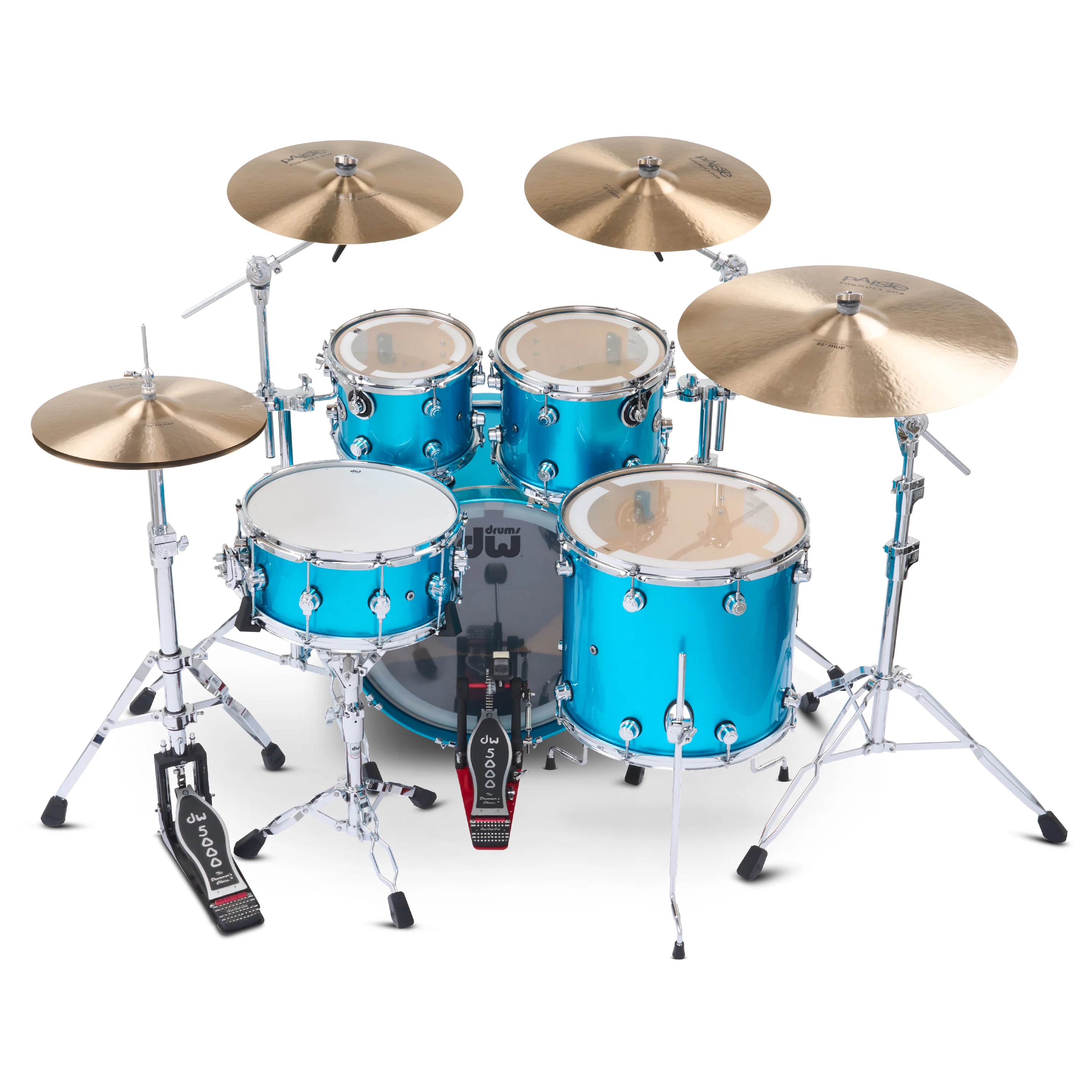 DWe 5-piece Kit Bundle with DWe Cymbals, Hardware & V51 Module - Laser Blue Metallic - Image 5