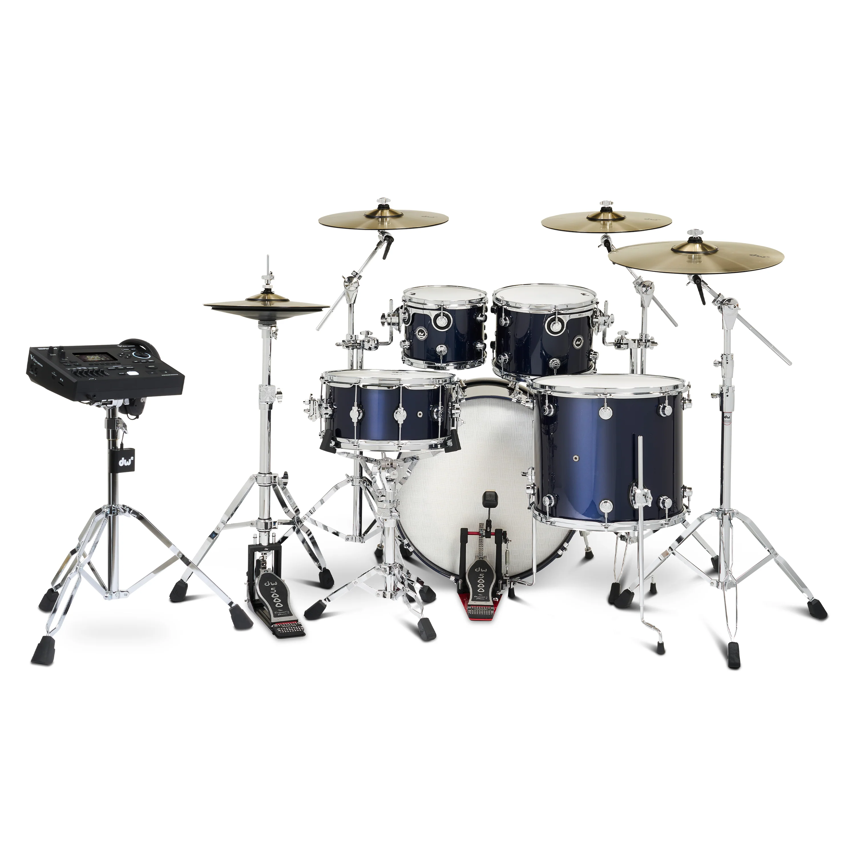 DWe 5-piece Kit Bundle with DWe Cymbals, Hardware & V51 Module - Midnight Blue Metallic - Image 3