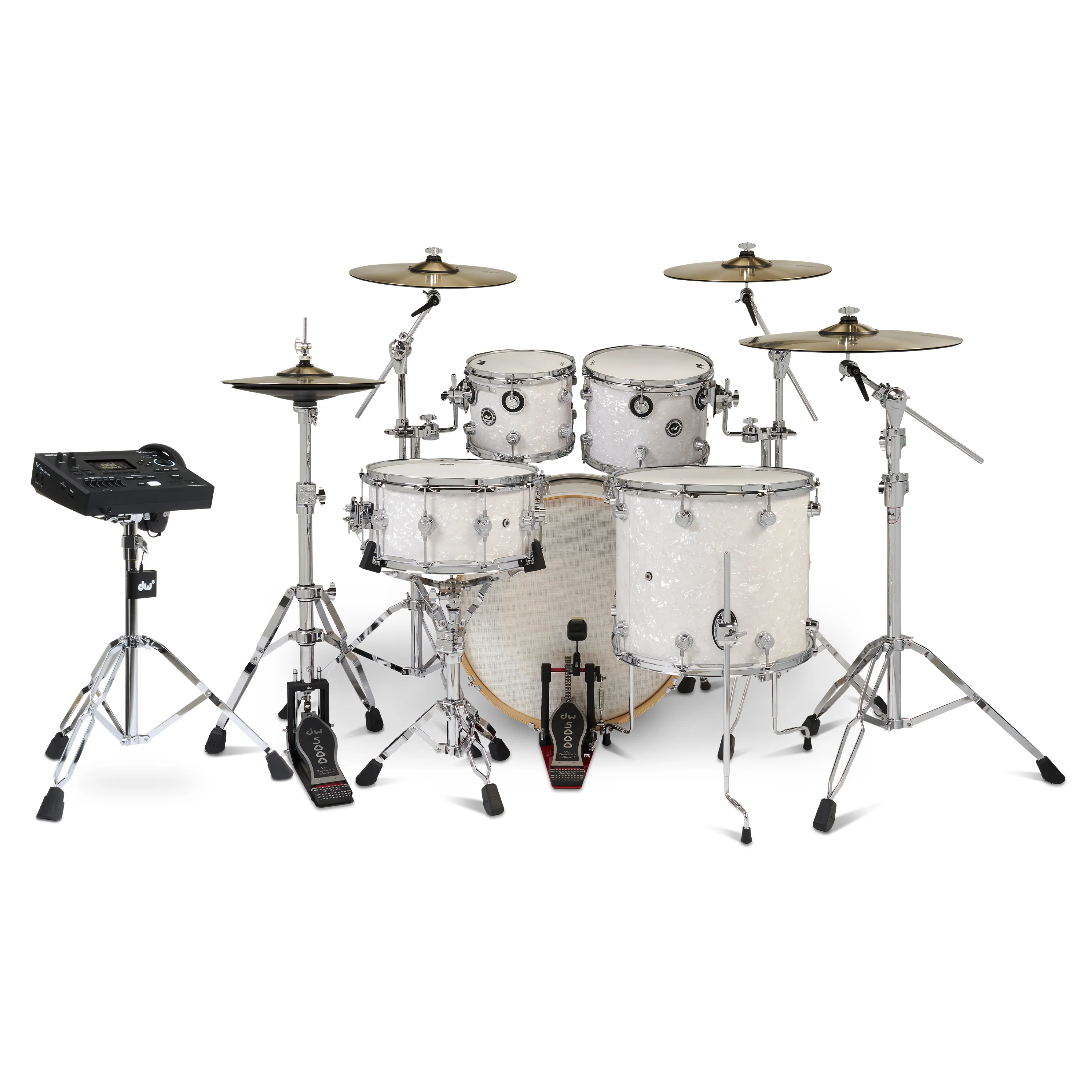 DWe 5-piece Kit Bundle with DWe Cymbals, Hardware & V51 Module - White Marine Pearl - Image 3
