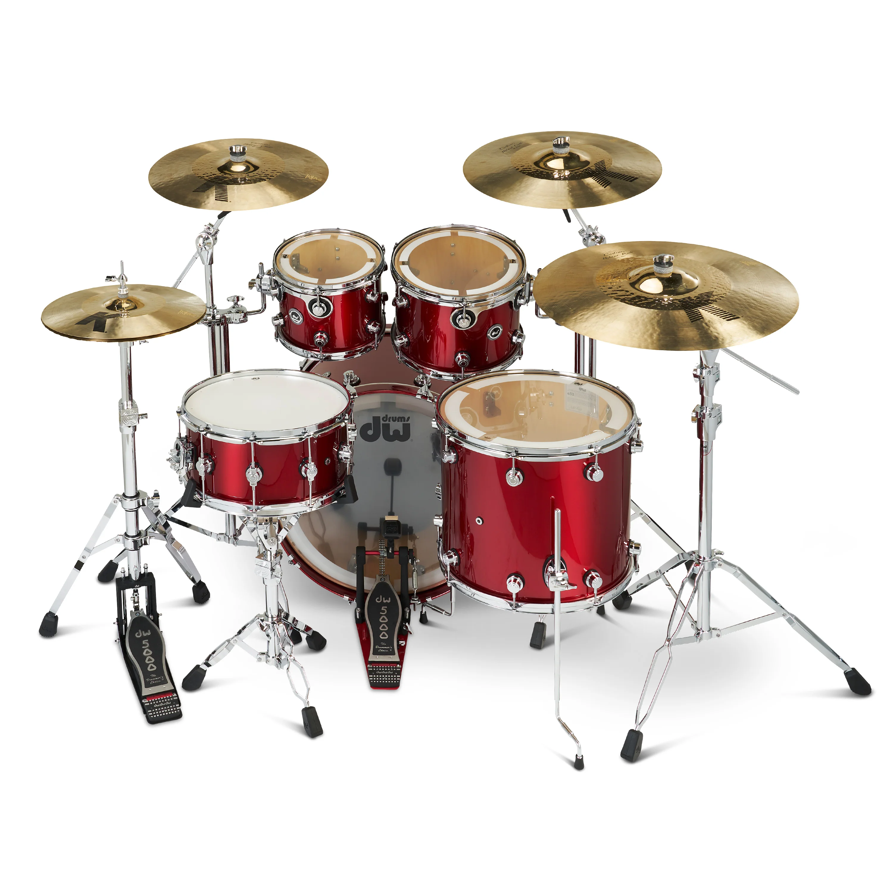 DWe 5-piece Kit Bundle with Roland Cymbals, Hardware & V71 Module - Black Cherry Metallic - Image 5
