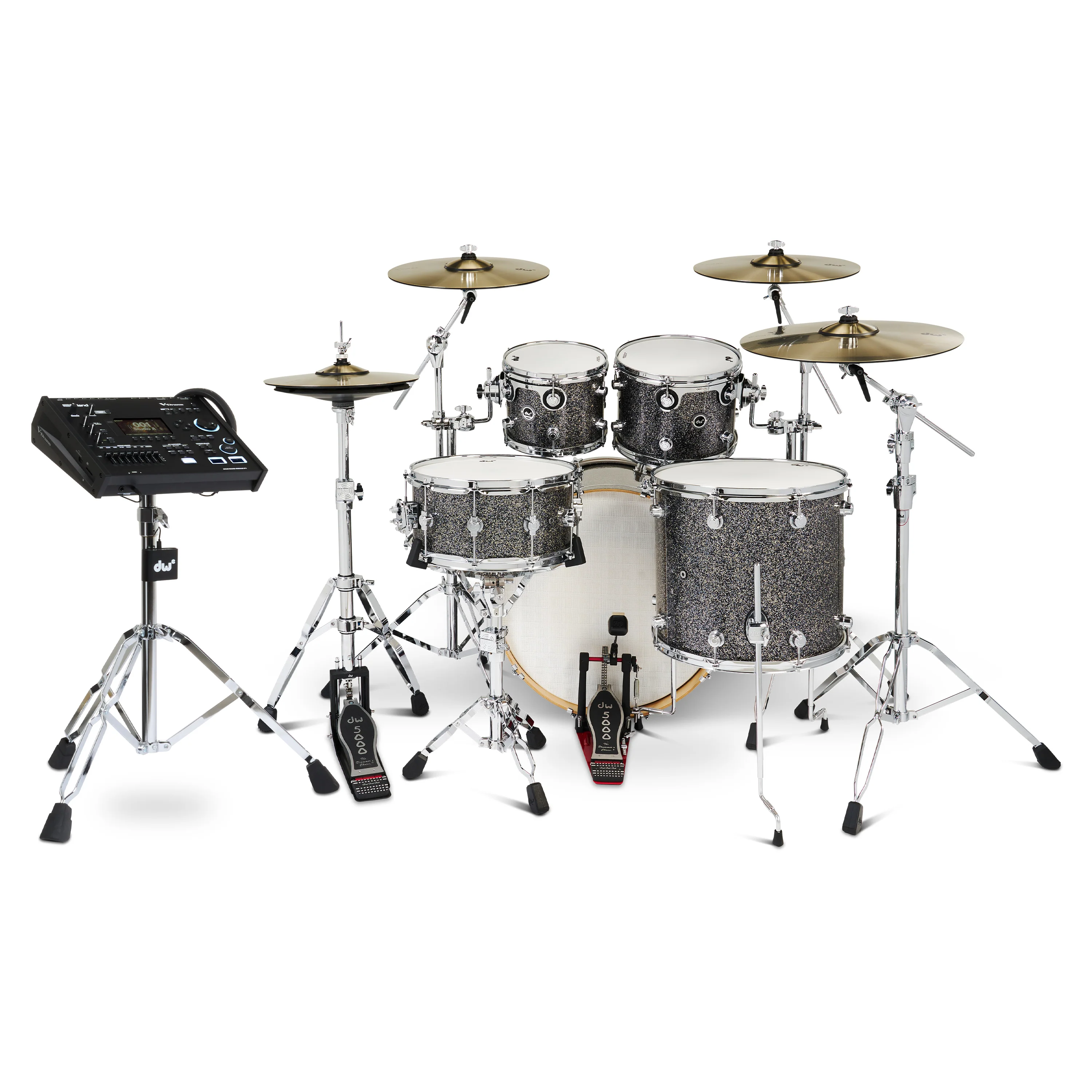 DWe 5-piece Kit Bundle with DWe Cymbals, Hardware & V71 Module - Black Galaxy - Image 3