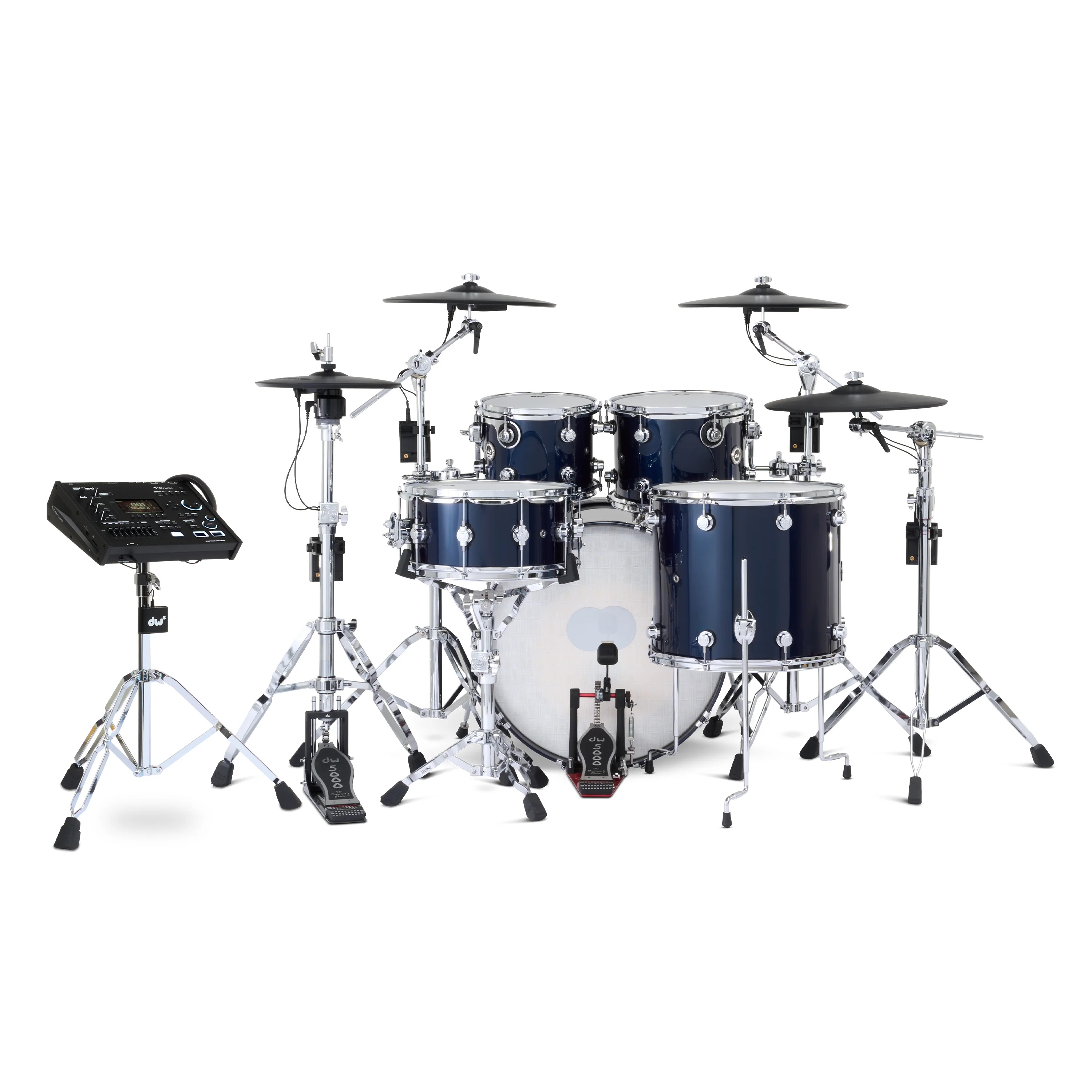 DWe 5-piece Kit Bundle with Roland Cymbals, Hardware & V71 Module - Midnight Blue Metallic - Image 3