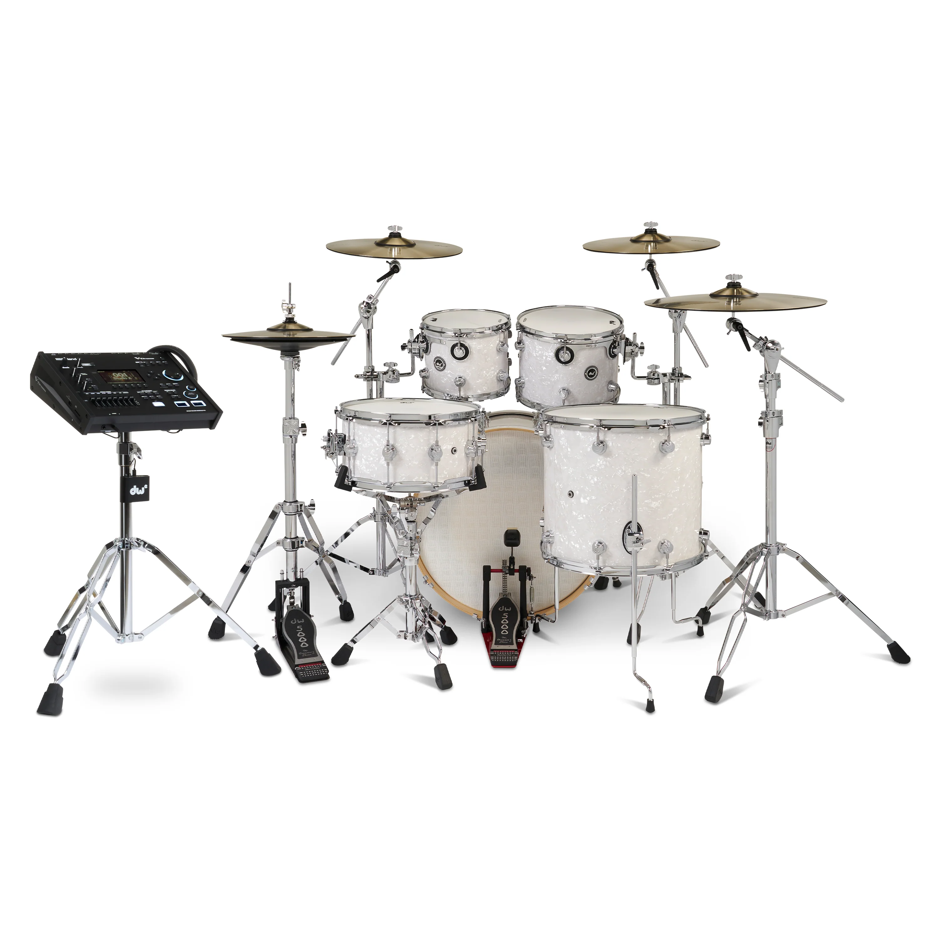DWe 5-piece Kit Bundle with DWe Cymbals, Hardware & V71 Module - White Marine Pearl - Image 3