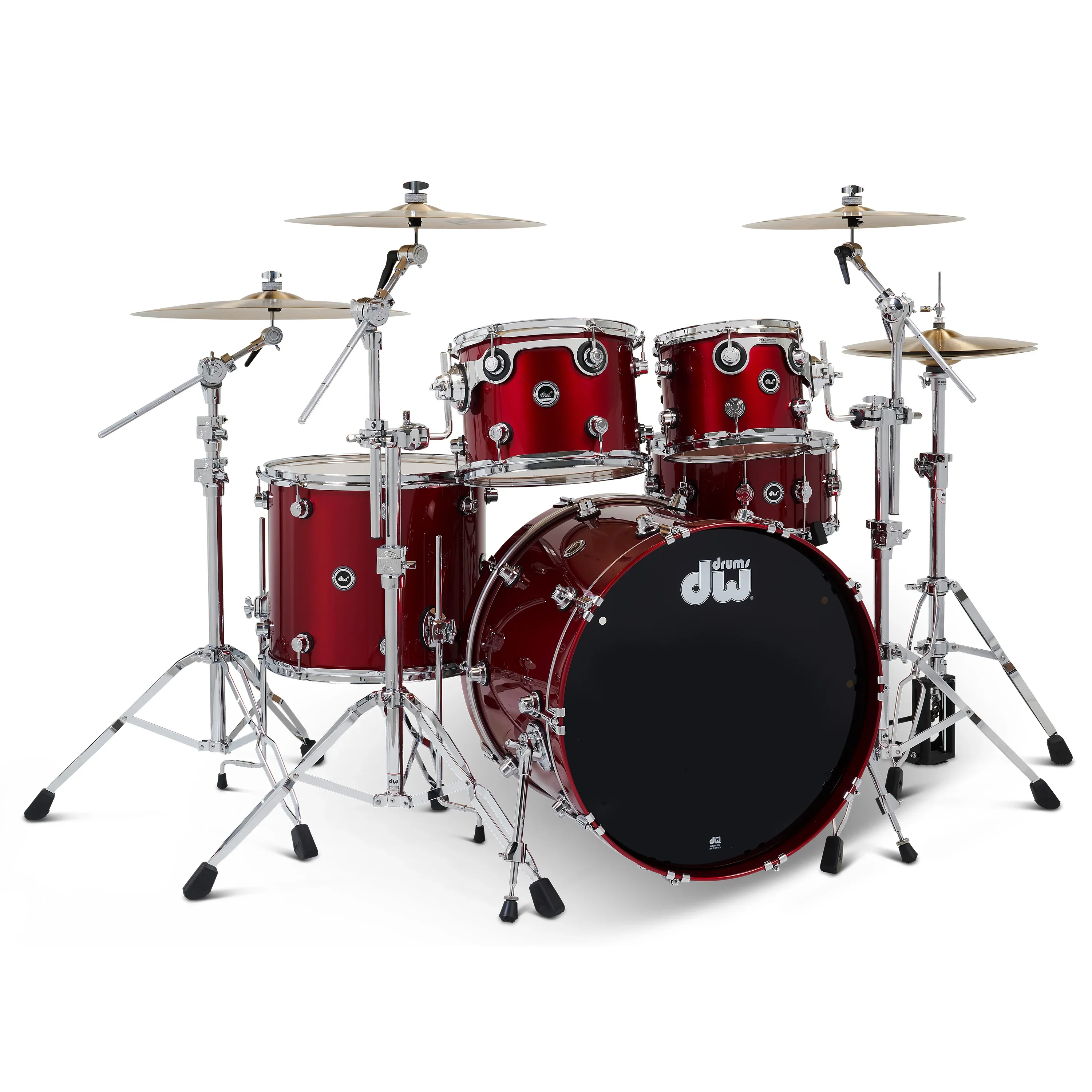 DWe 5-piece Kit Bundle with Roland Cymbals, Hardware & Soundworks - Black Cherry Metallic - Image 3