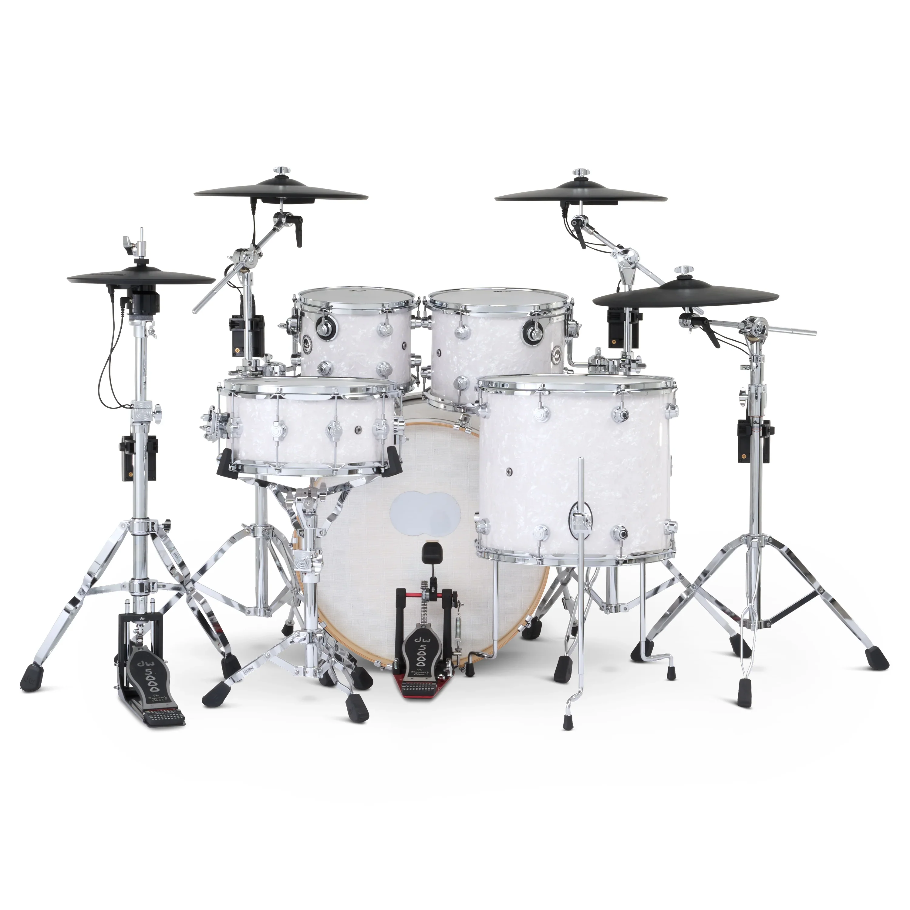 DWe 5-piece Kit Bundle with Roland Cymbals, Hardware & Soundworks - White Marine Pearl - Image 4