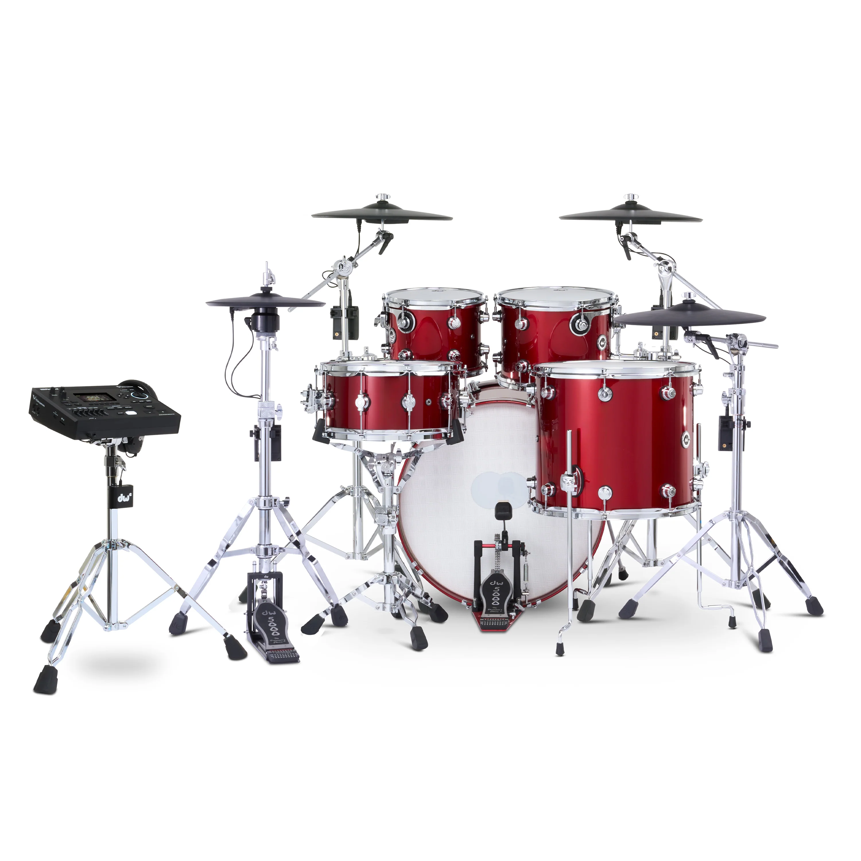 DWe 5-piece Kit Bundle with Roland Cymbals, Hardware & V51 Module - Black Cherry Metallic - Image 3