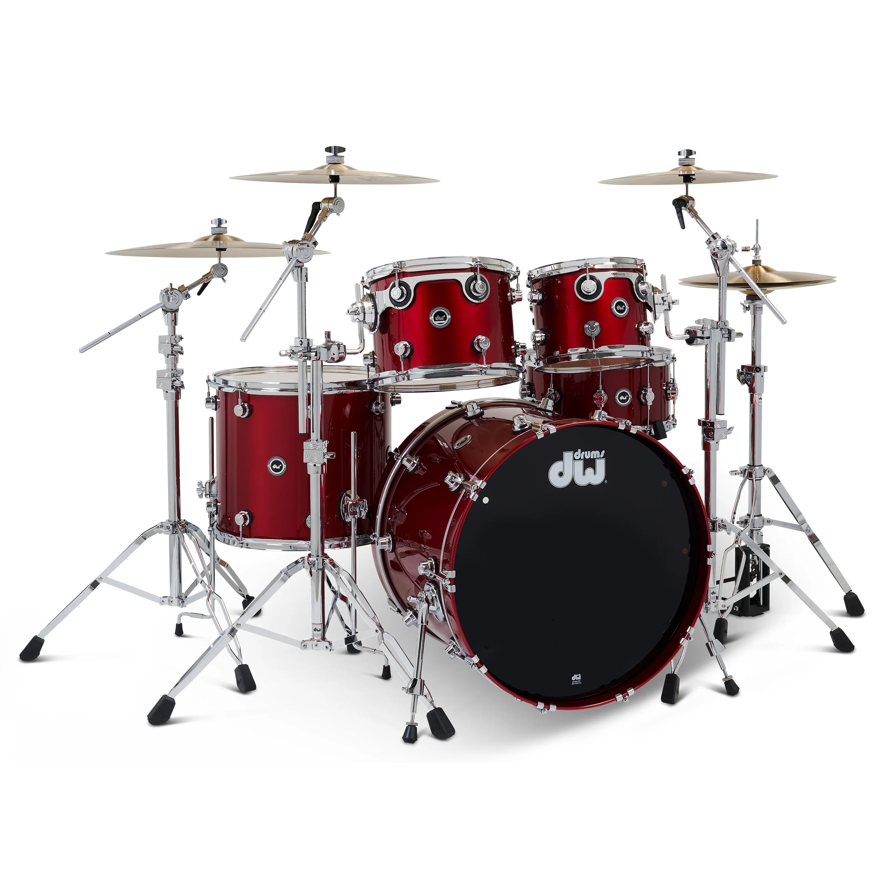 DWe 5-piece Kit Bundle with Roland Cymbals, Hardware & V51 Module - Black Cherry Metallic - Image 4