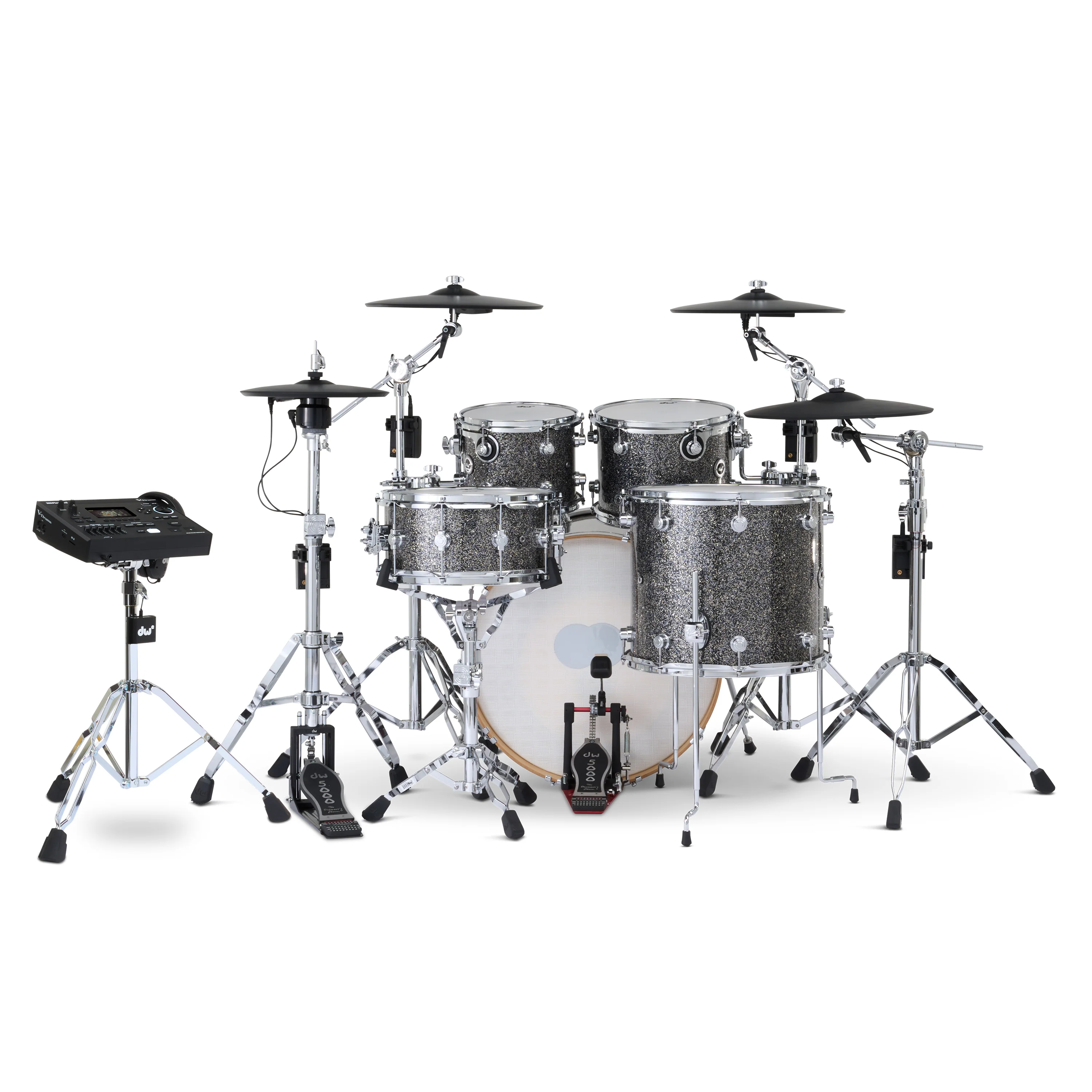 DWe 5-piece Kit Bundle with Roland Cymbals, Hardware & V51 Module - Black Galaxy - Image 3