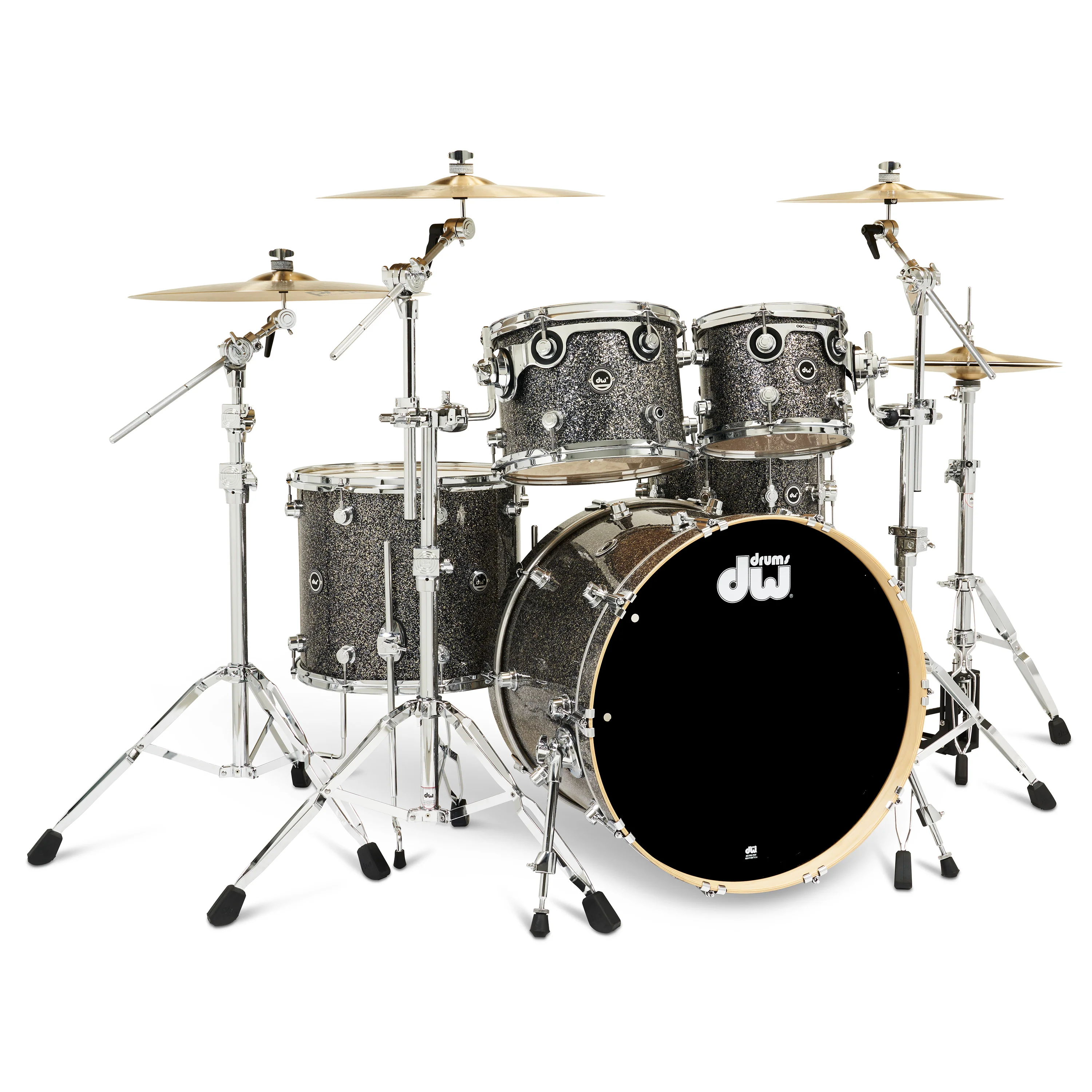 DWe 5-piece Kit Bundle with Roland Cymbals, Hardware & V51 Module - Black Galaxy - Image 4