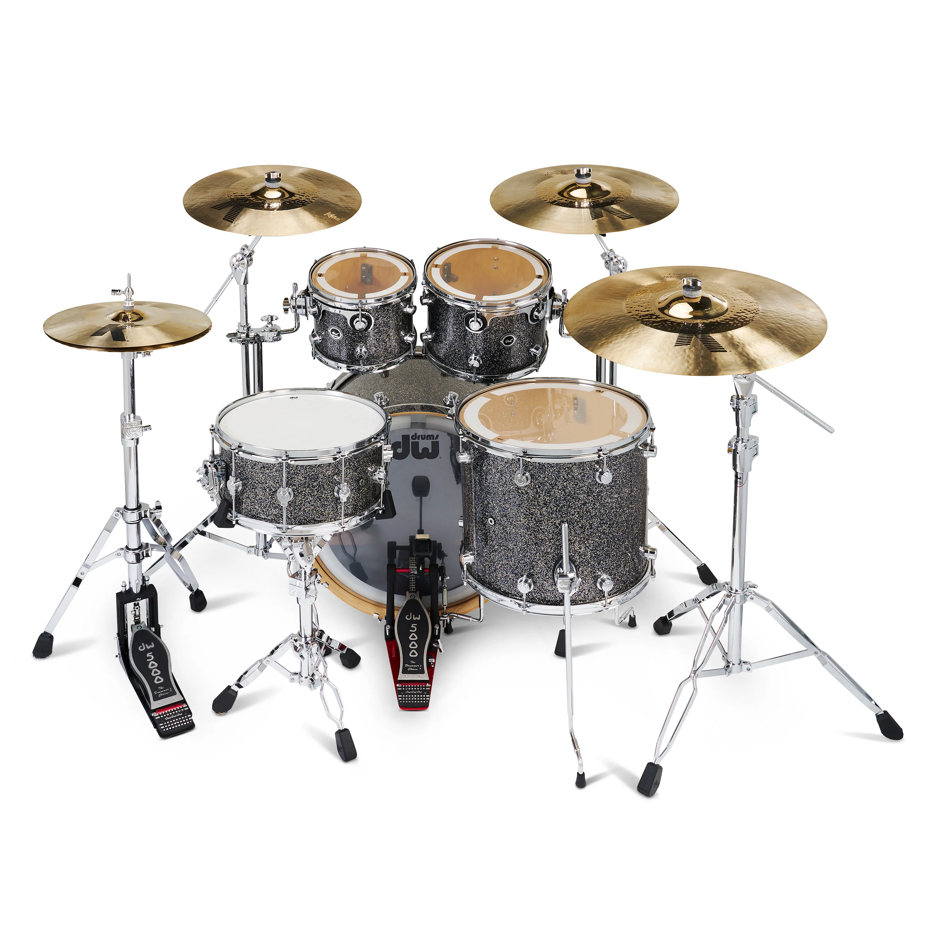 DWe 5-piece Kit Bundle with Roland Cymbals, Hardware & V51 Module - Black Galaxy - Image 5
