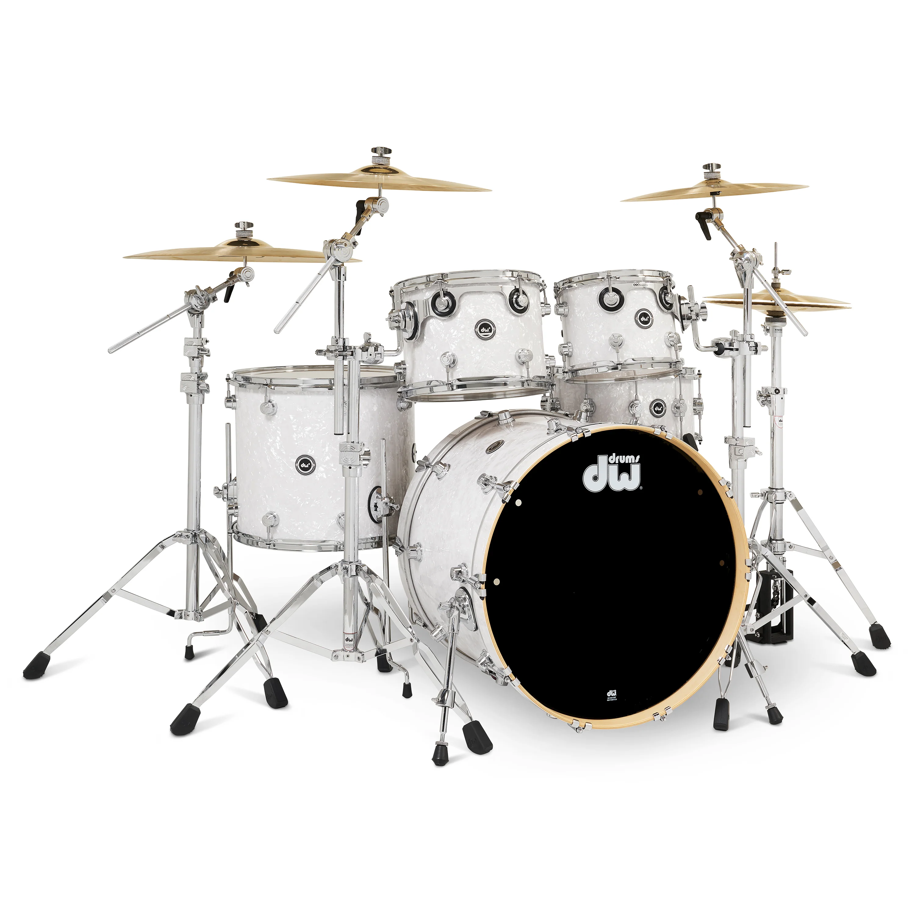 DWe 5-piece Kit Bundle with Roland Cymbals, Hardware & V51 Module - White Marine Pearl - Image 4