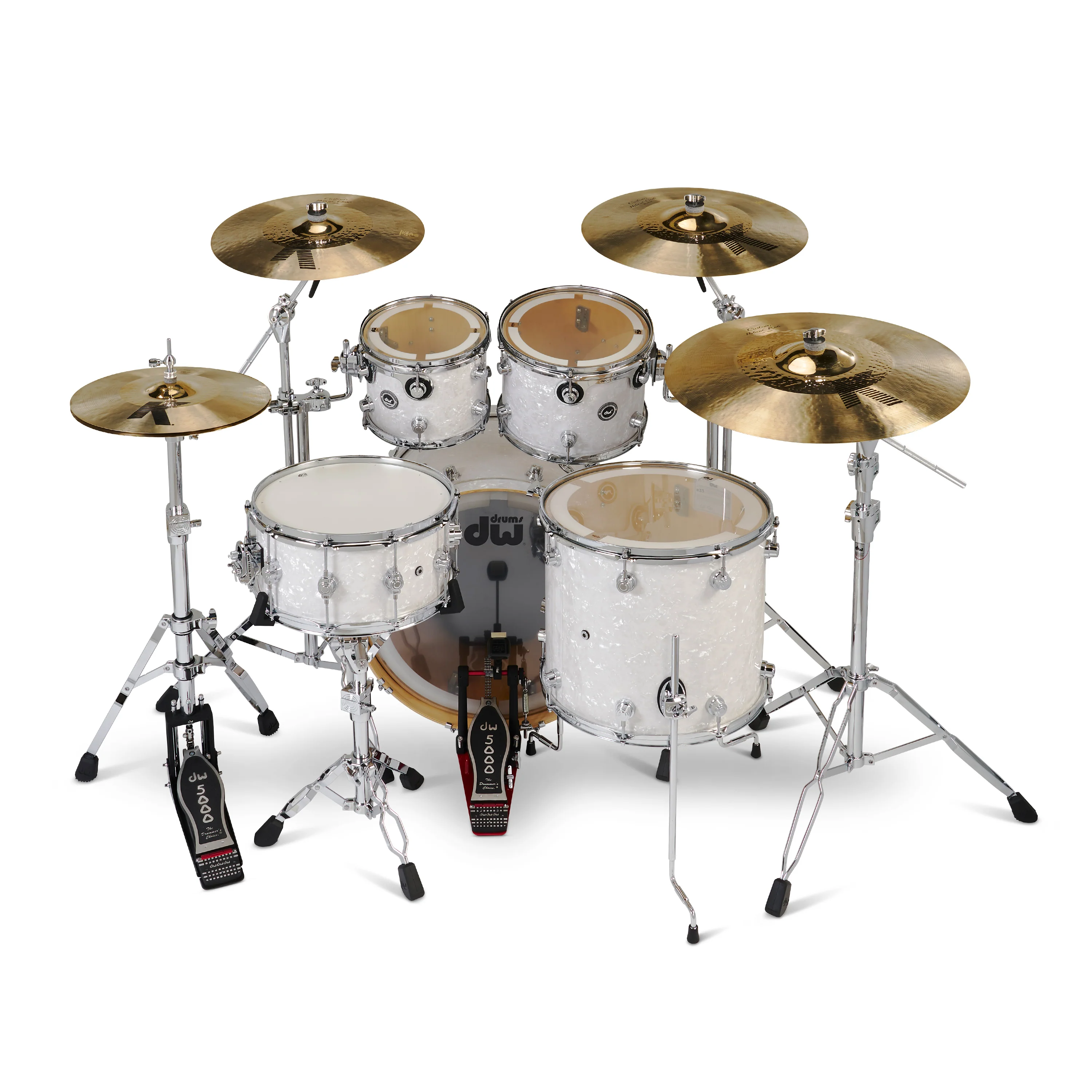 DWe 5-piece Kit Bundle with Roland Cymbals, Hardware & V51 Module - White Marine Pearl - Image 5