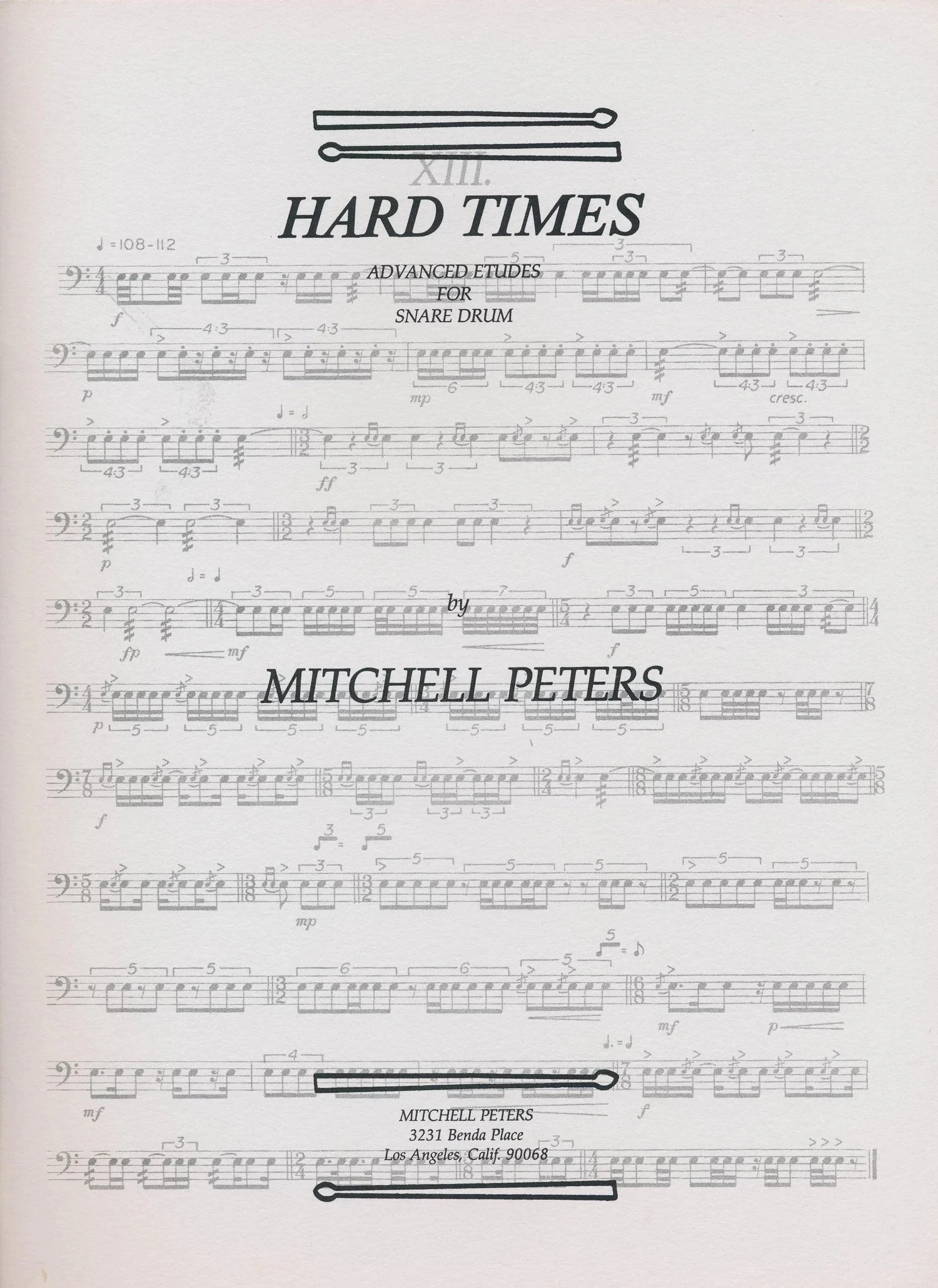 Hard Times for Snare Drum Mitchell Peters