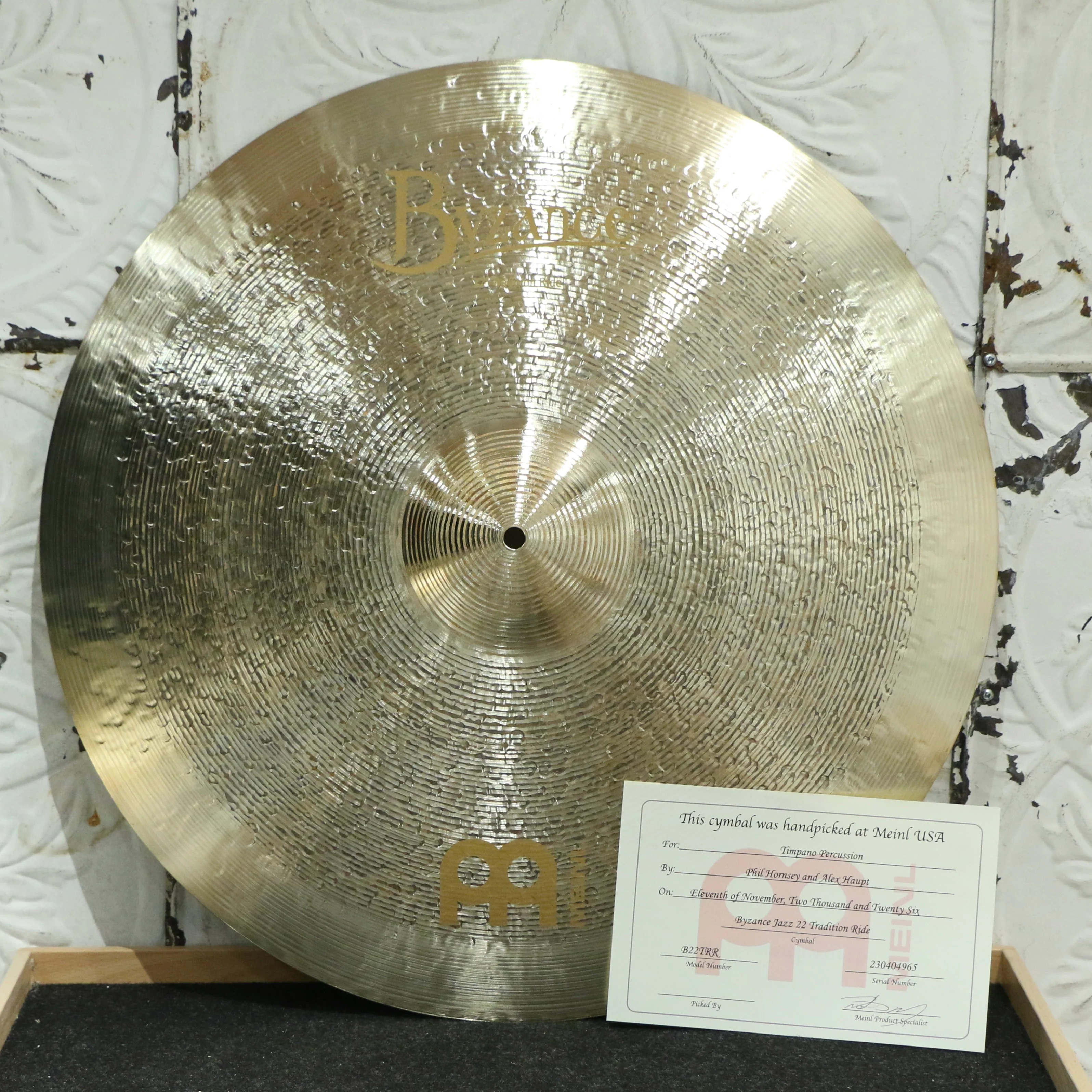 Meinl Byzance Jazz Tradition Ride 22in (2610g) HANDPICKED