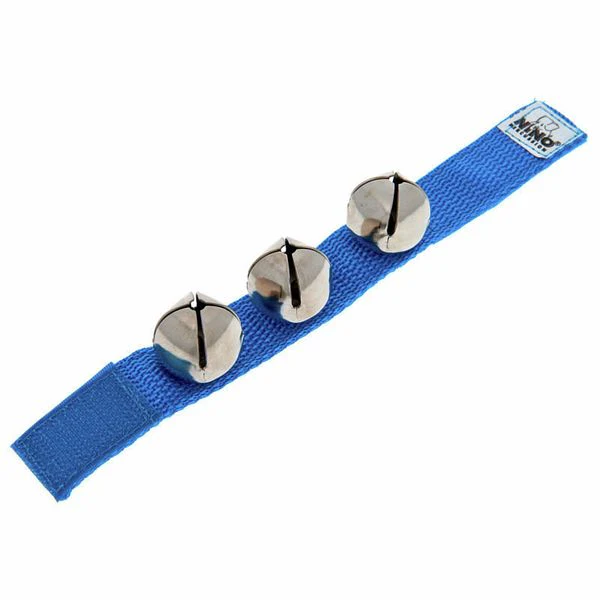 Meinl Nino WRIST BELLS 3 steel bells on blue nylon strap