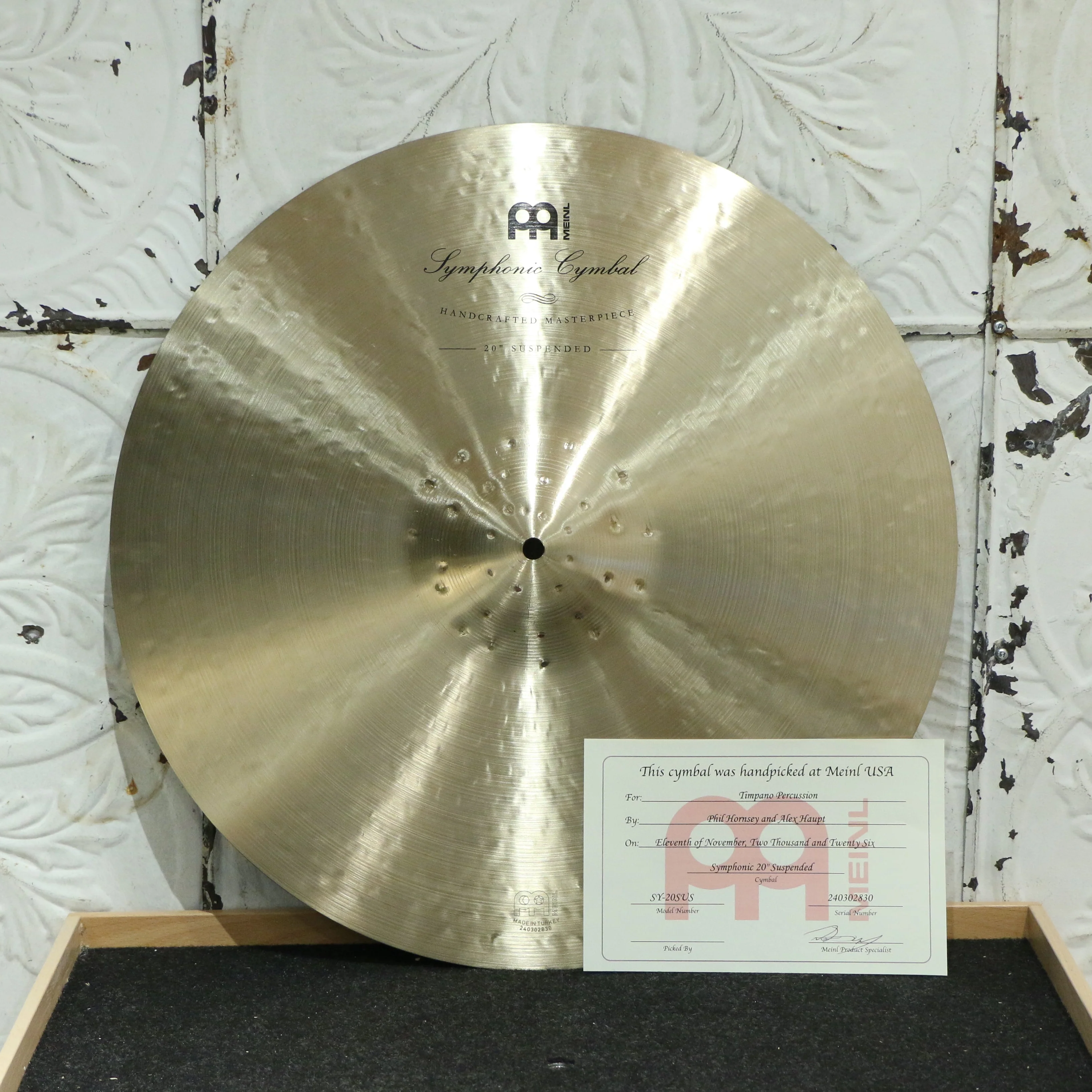 Meinl Symphonic Suspended Cymbal 20in - HANDPICKED (2218g)