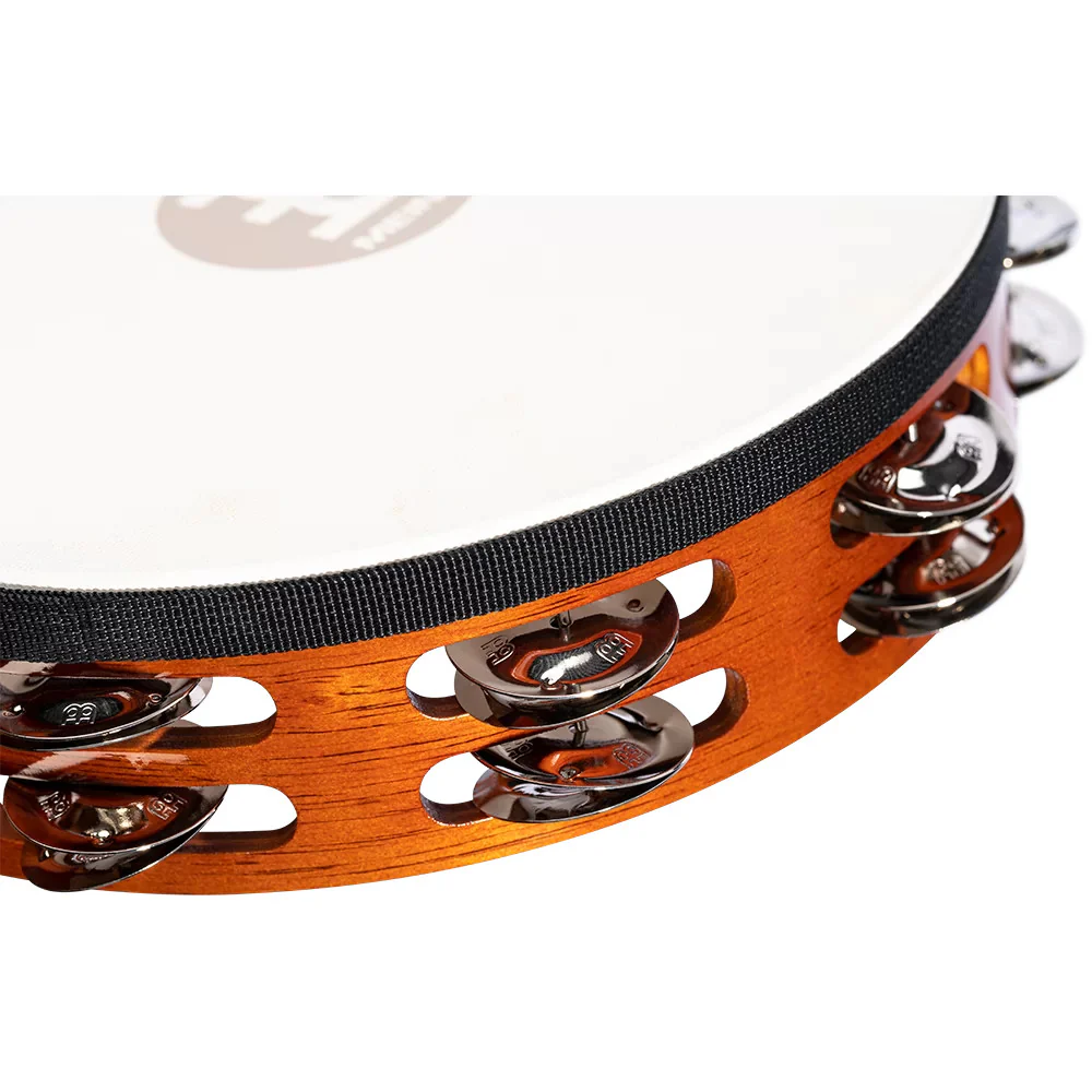 Meinl Traditional Goatskin Wood Tambourine 2 rows steel jingles - Image 3