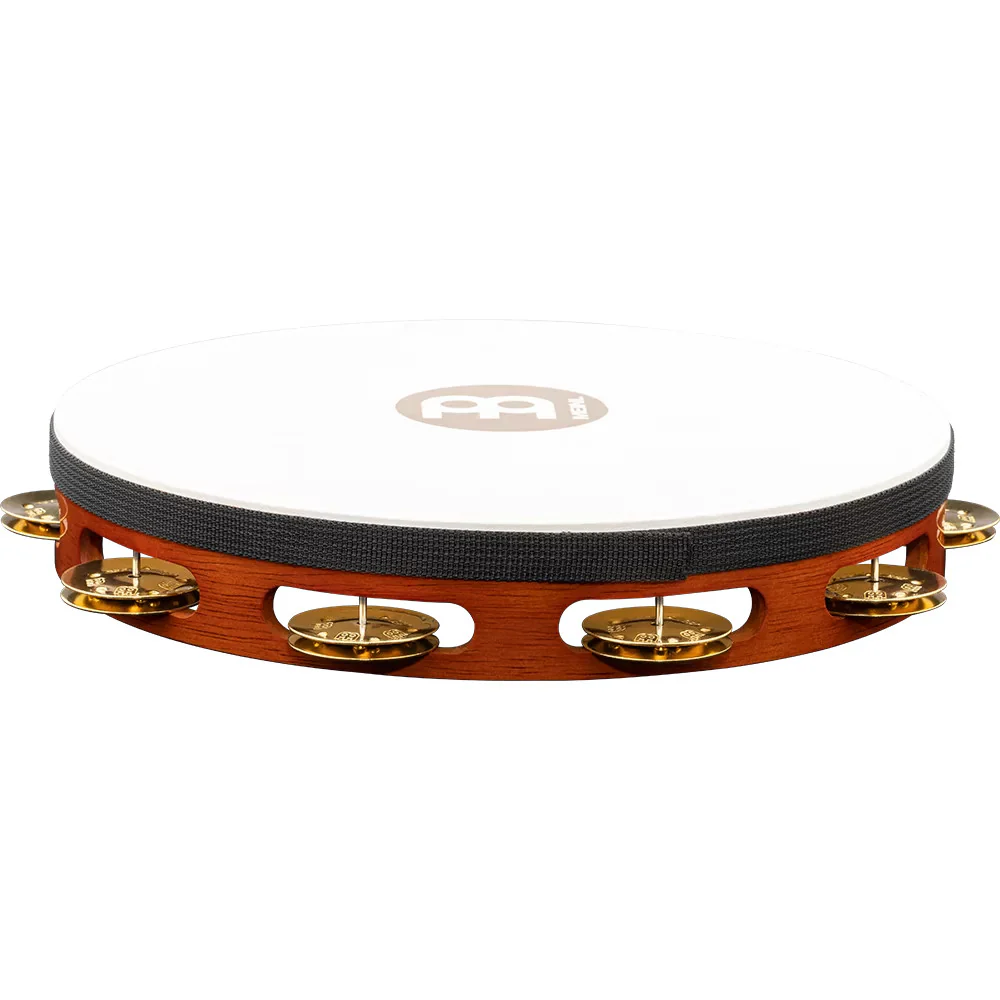 Meinl Traditional Goatskin Wood Tambourine 1 row brass jingles - Image 3