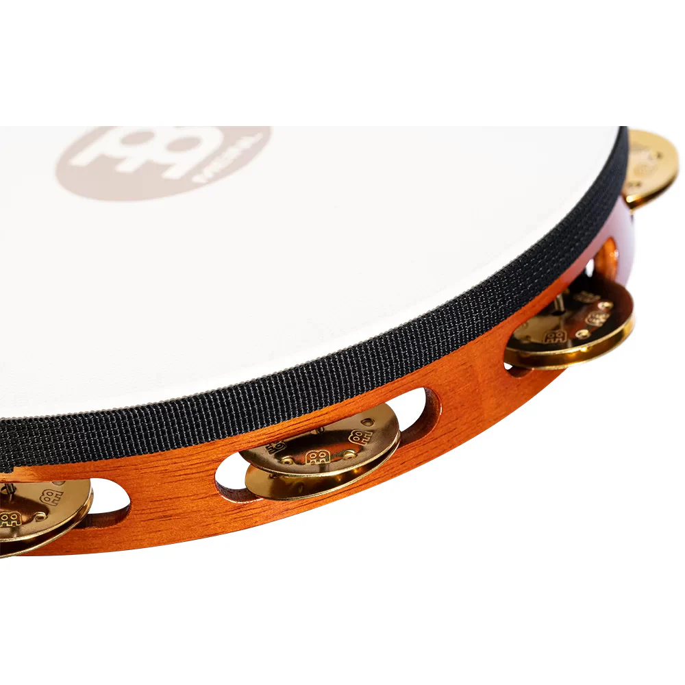 Meinl Traditional Goatskin Wood Tambourine 1 row brass jingles - Image 4