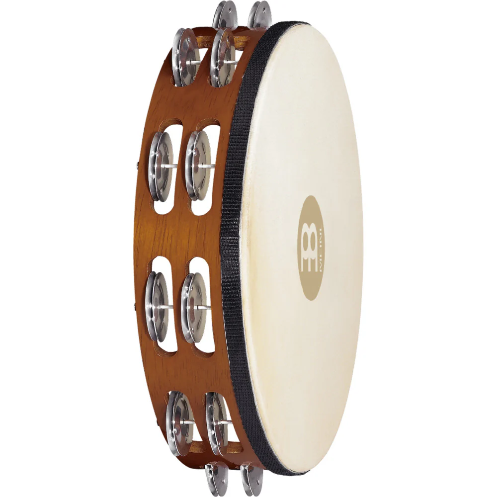 Meinl Traditional Wood Tambourine Goatskin 2 rows aluminum 10in