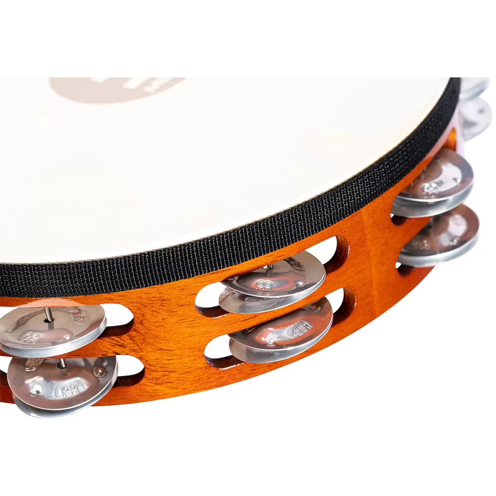 Meinl Traditional Wood Tambourine Goatskin 2 rows aluminum 10in - Image 5